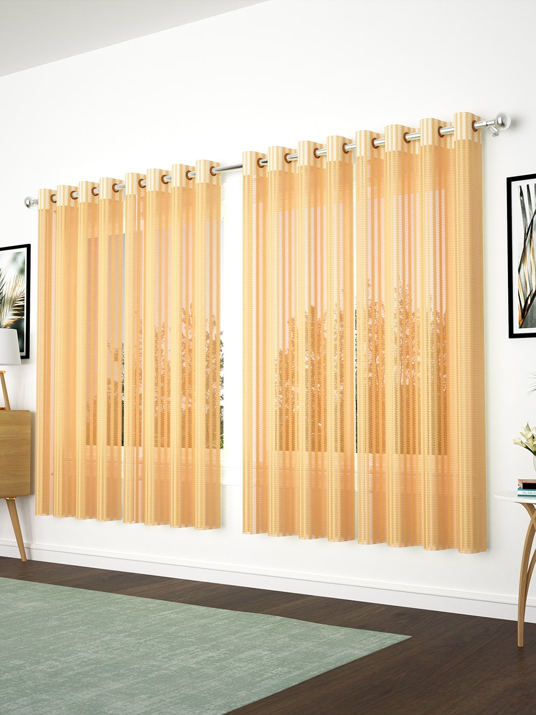 

Bedspun Orange Set of 4 Sheer Window Curtains