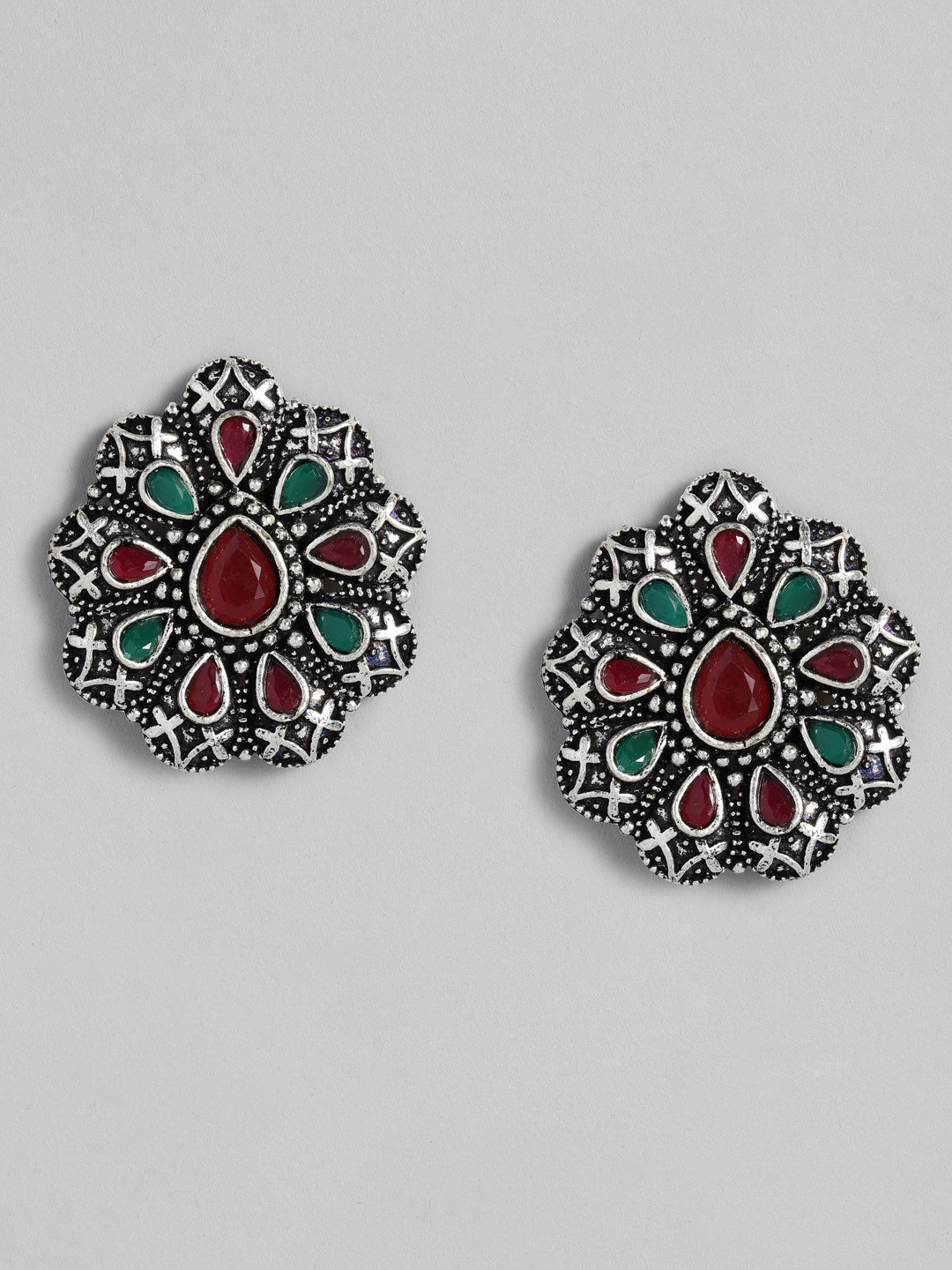 

justpeachy Oxidised Multicoloured Circular Studs, Multi