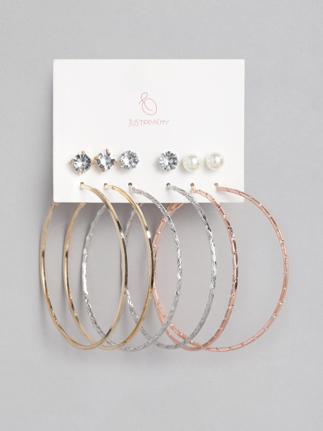 

justpeachy Set of 6 Earrings, Gold