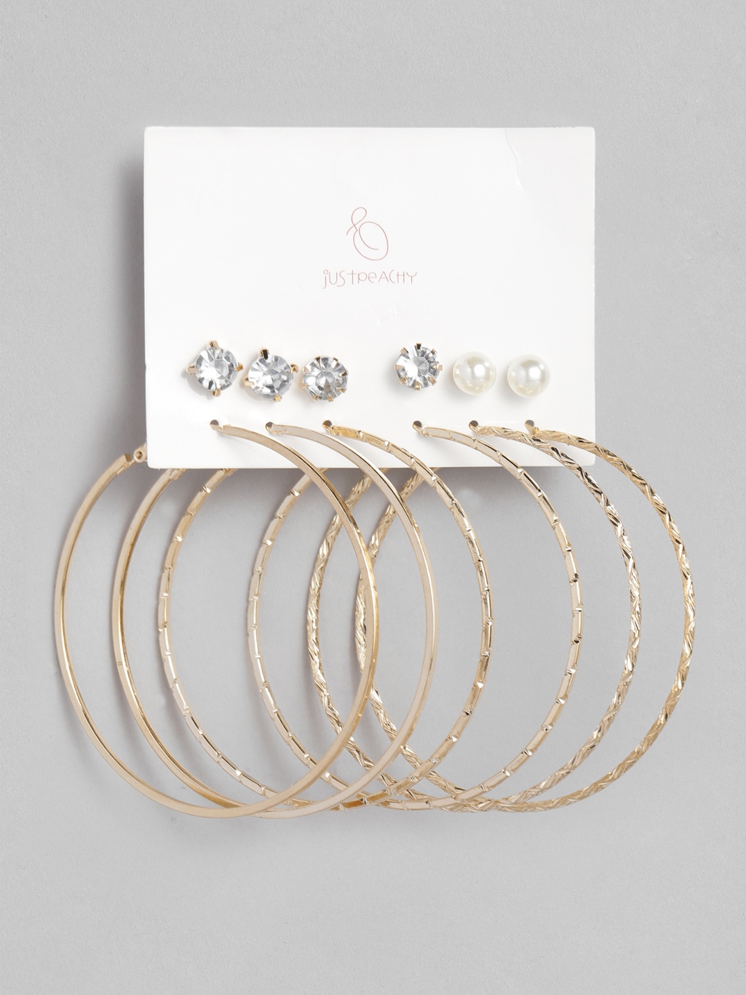 

justpeachy Set of 6 Earrings, Gold