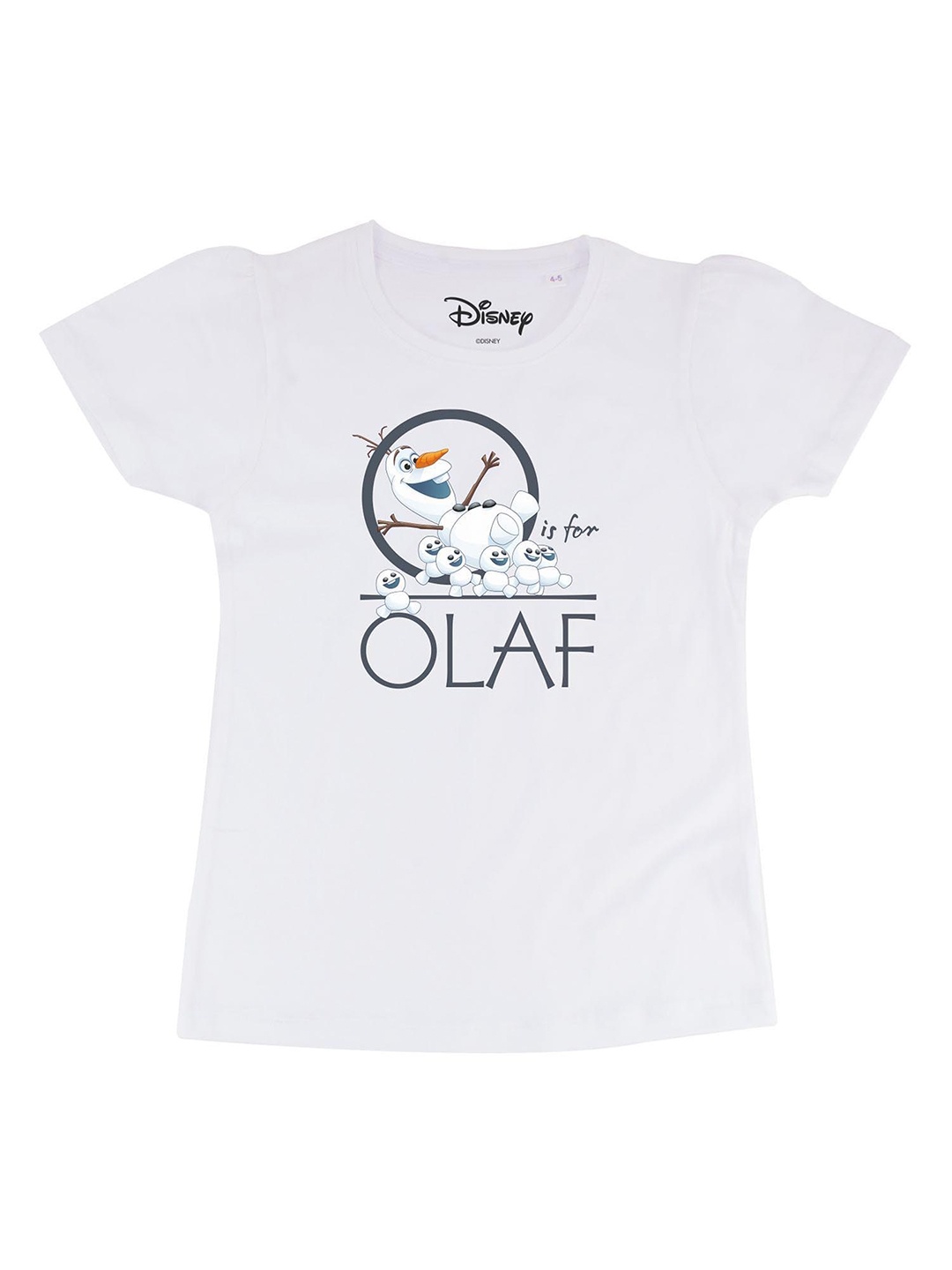 

Frozen Girls White Printed Olaf Round Neck Cotton T-shirt