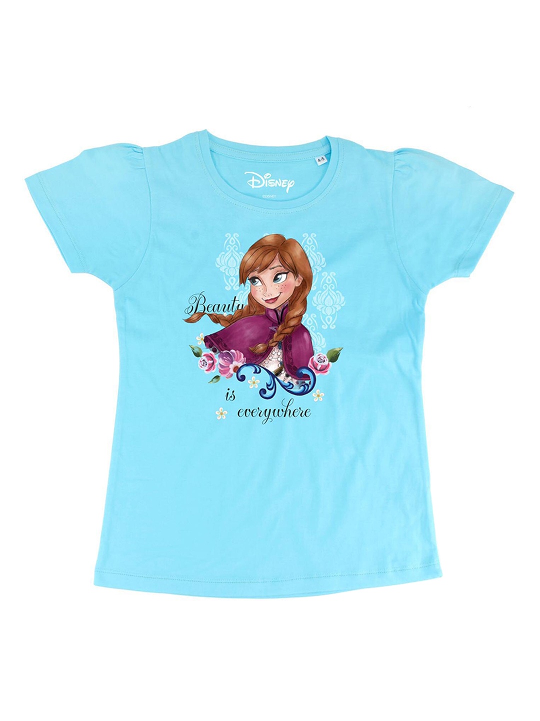 

Frozen Girls Blue Frozen Printed Round Neck Pure Cotton T-shirt