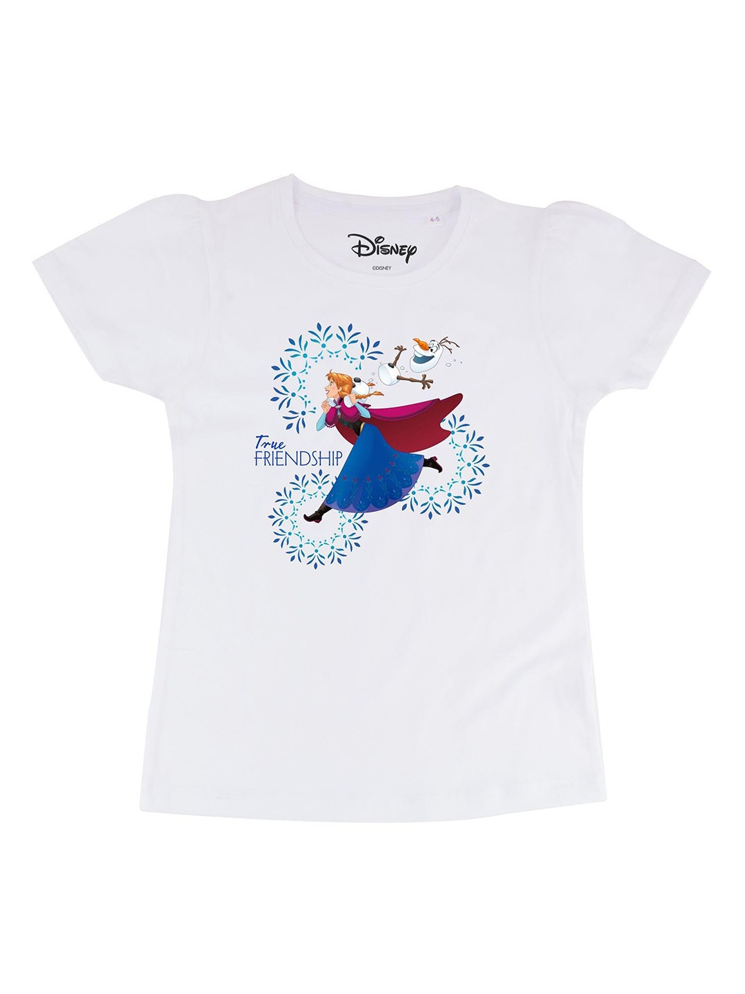 

Frozen Girls White Frozen Printed Round Neck Pure Cotton T-shirt
