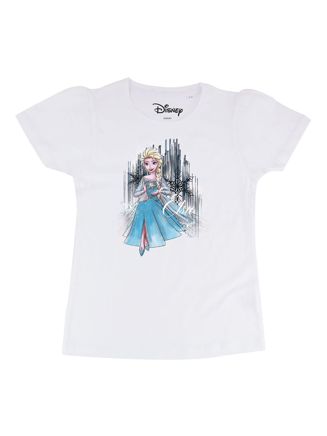 

Frozen Girls White Frozen Printed Round Neck Pure Cotton T-shirt