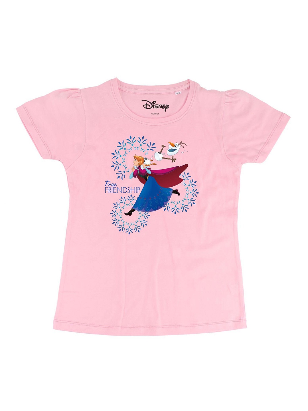 

Frozen Girls Pink Frozen Printed Round Neck Pure Cotton T-shirt