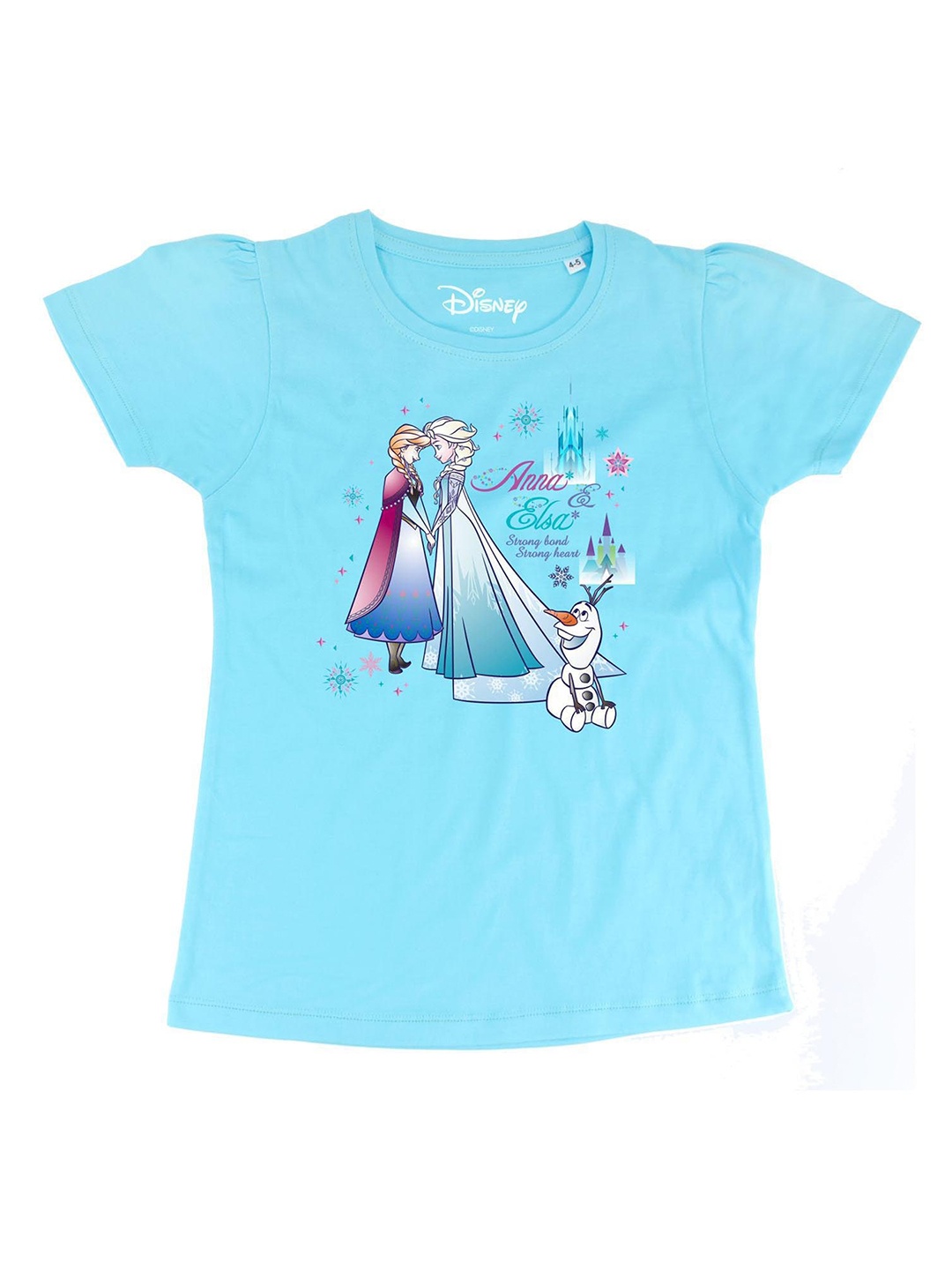 

Frozen Girls Blue Frozen Printed Round Neck Pure Cotton T-shirt