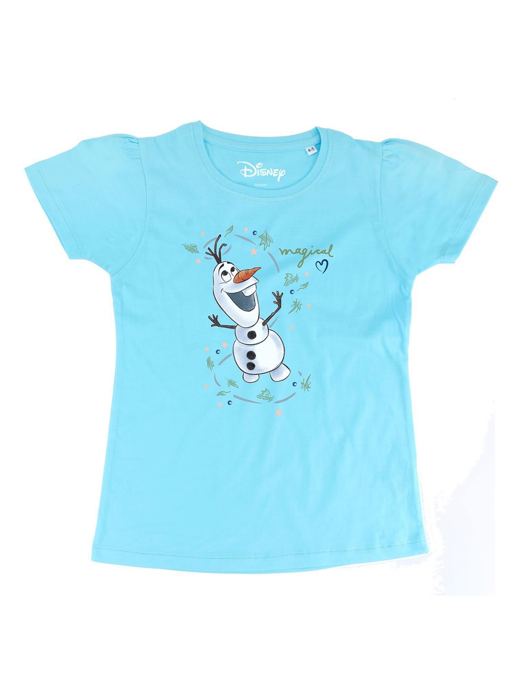 

Frozen Girls Blue Printed Olaf Round Neck Cotton T-shirt