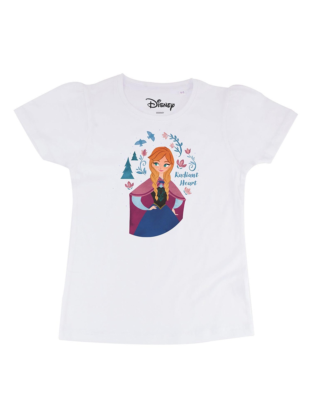 

Frozen Girls White Frozen Printed Round Neck Pure Cotton T-shirt