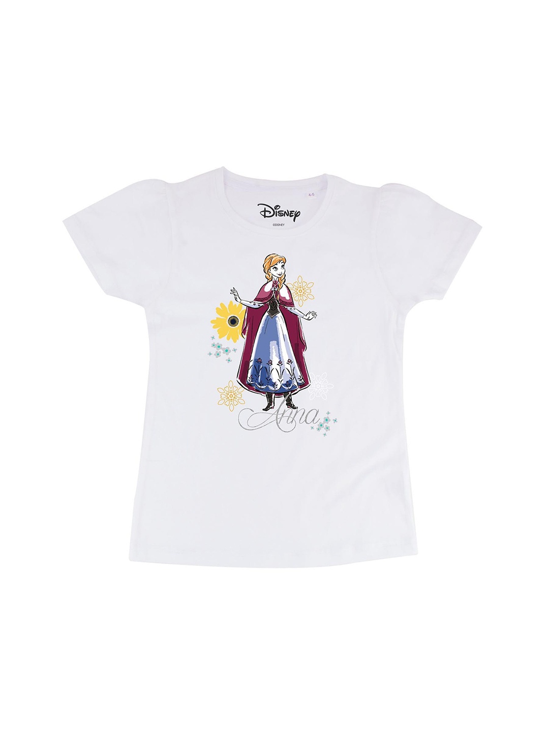 

Frozen Girls White Frozen Printed Round Neck Pure Cotton T-shirt