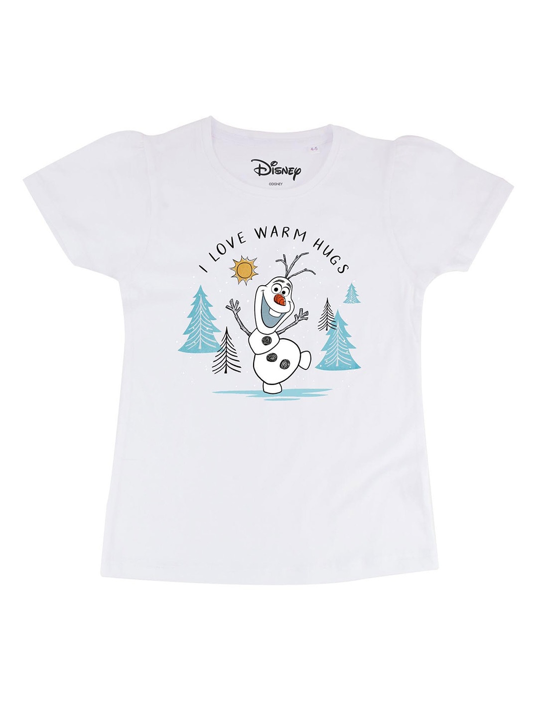 

Frozen Girls White Frozen Printed Round Neck Pure Cotton T-shirt