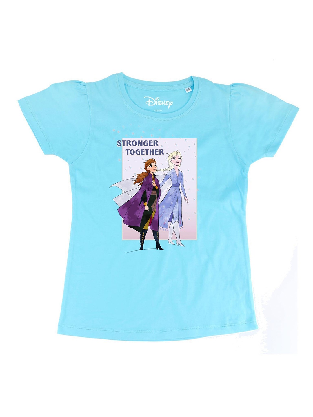 

Frozen Girls Blue Frozen Printed Round Neck Pure Cotton T-shirt