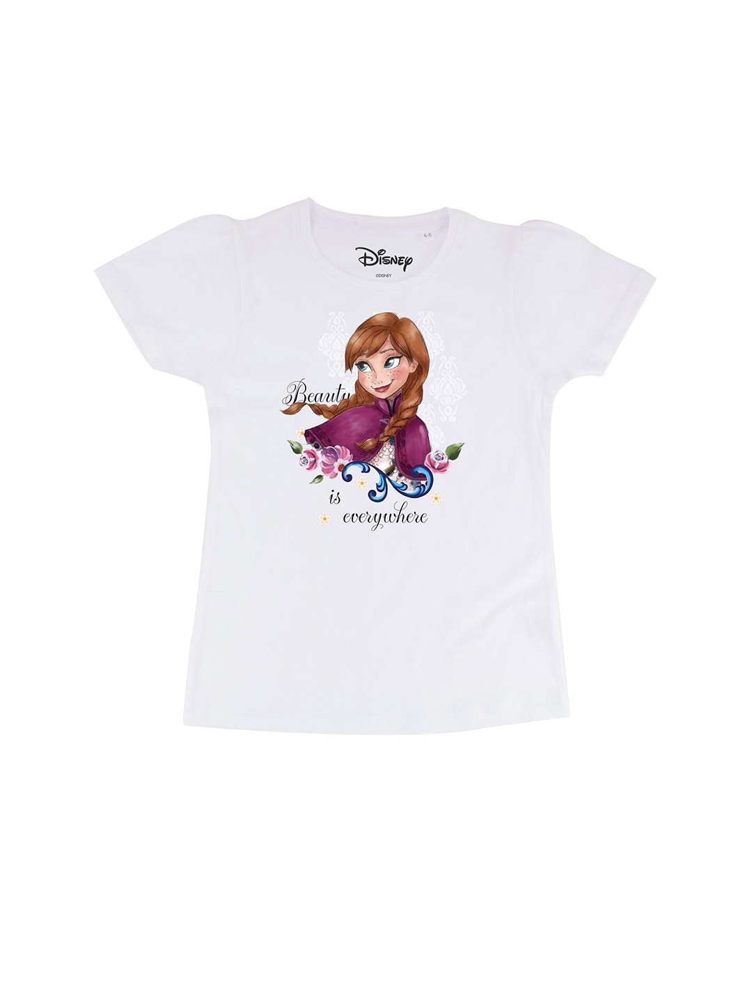 

Frozen Girls White Frozen Printed Round Neck Pure Cotton T-shirt