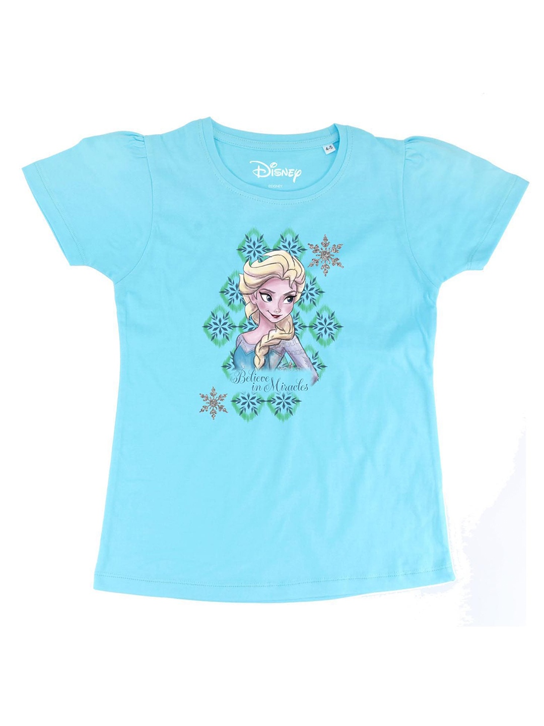

Frozen Girls Blue Frozen Printed Round Neck Pure Cotton T-shirt