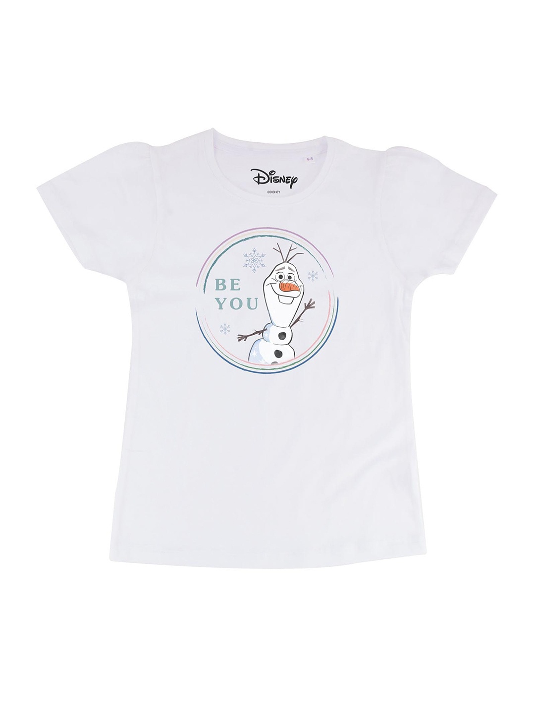 

Frozen Girls White Frozen Printed Round Neck Pure Cotton T-shirt