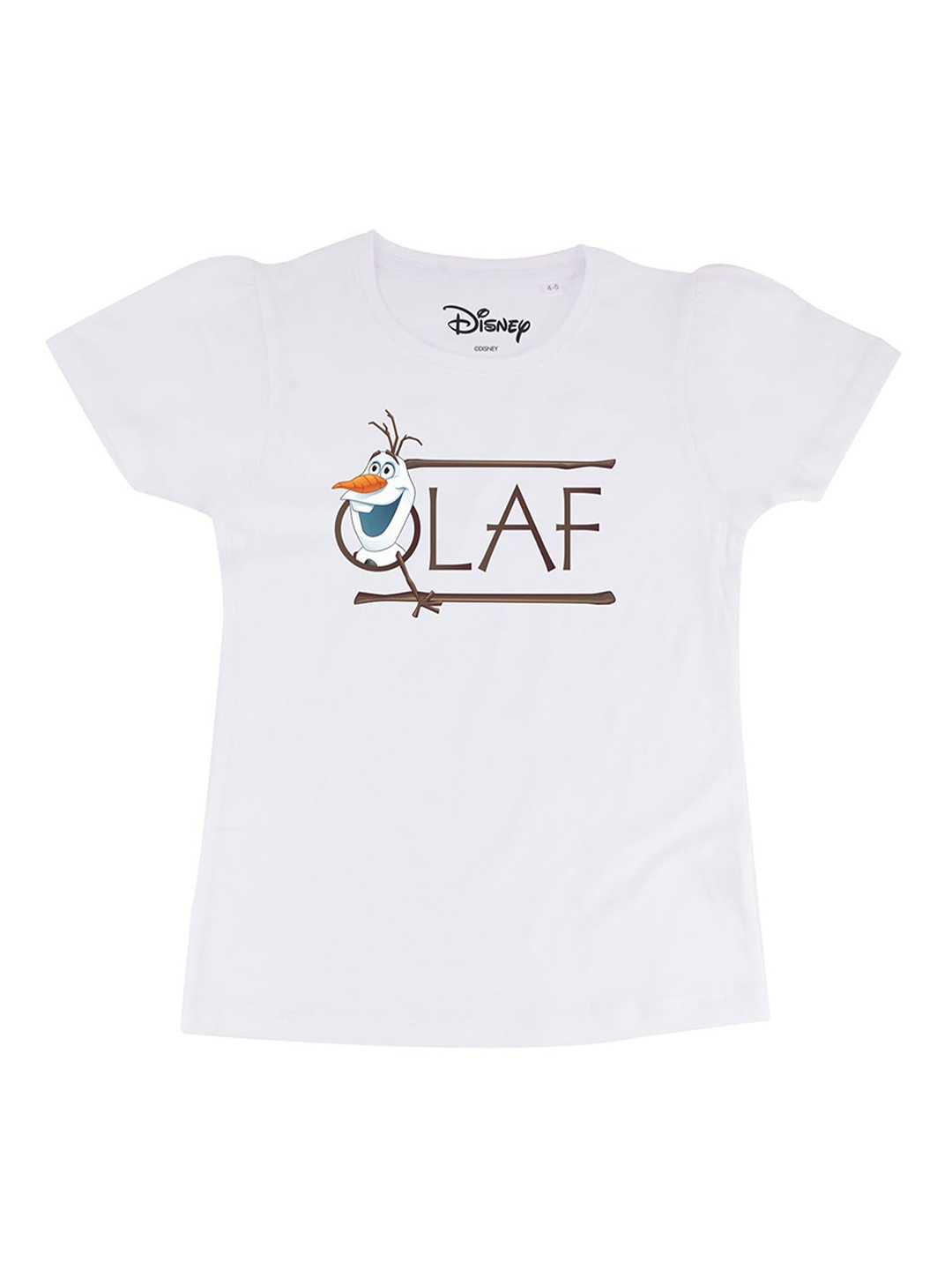 

Frozen Girls White Frozen Printed Round Neck Pure Cotton T-shirt