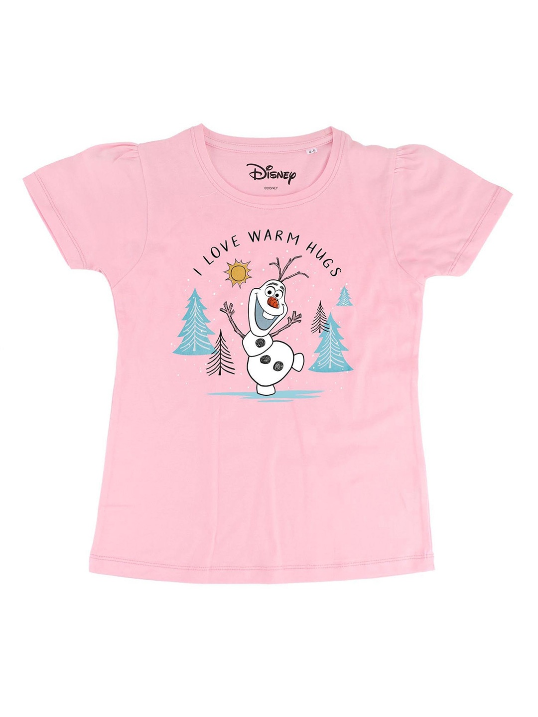 

Frozen Girls Pink Frozen Printed Round Neck Pure Cotton T-shirt