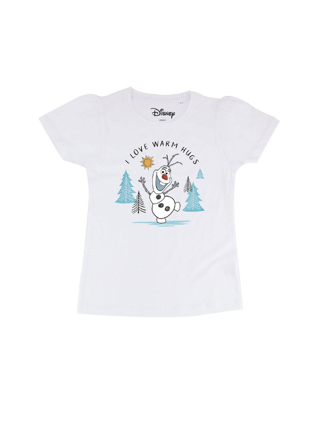 

Frozen Girls White Frozen Printed Round Neck Pure Cotton T-shirt