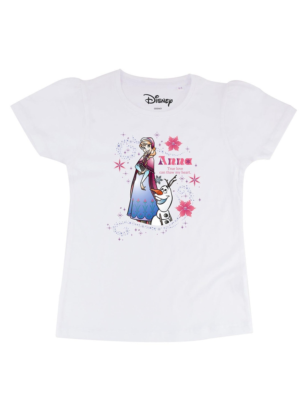 

Frozen Girls White Frozen Printed V-Neck Pure Cotton T-shirt