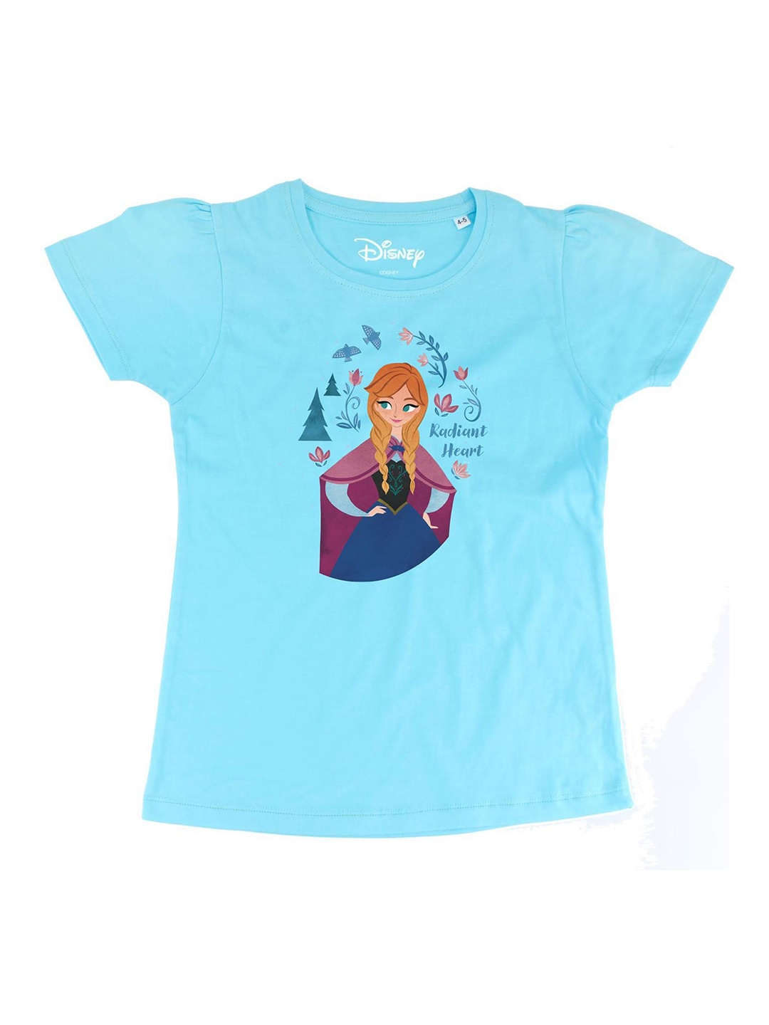 

Frozen Girls Blue Frozen Printed Round Neck Pure Cotton T-shirt