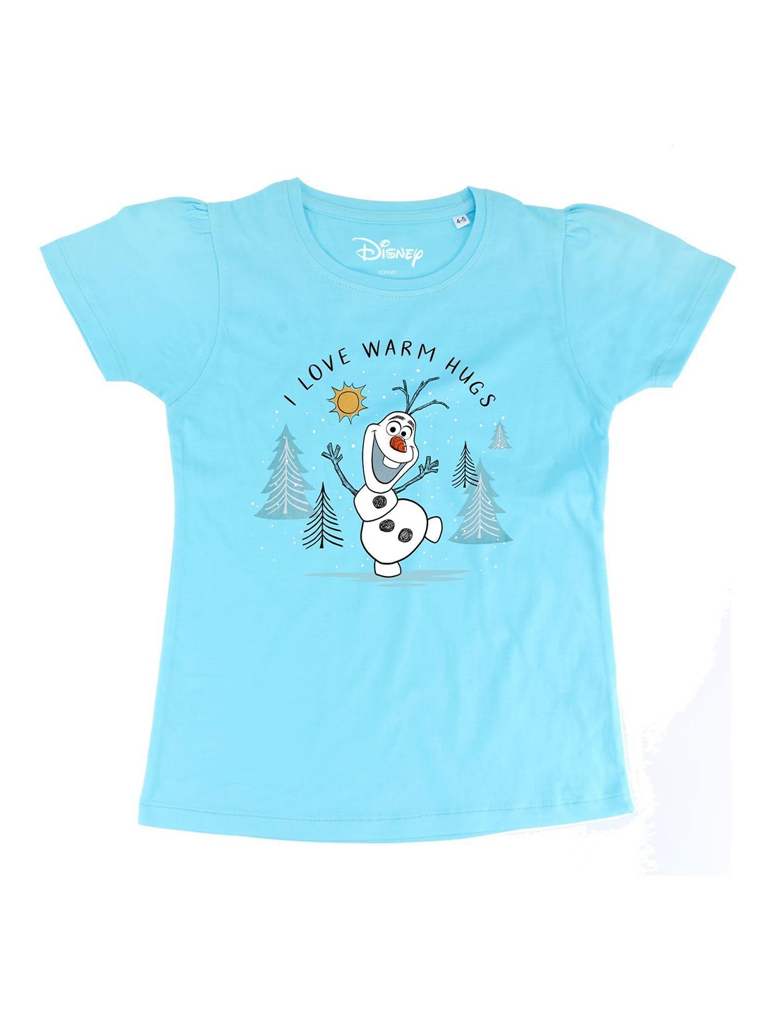 

Frozen Girls Blue Frozen Printed Round Neck Pure Cotton T-shirt