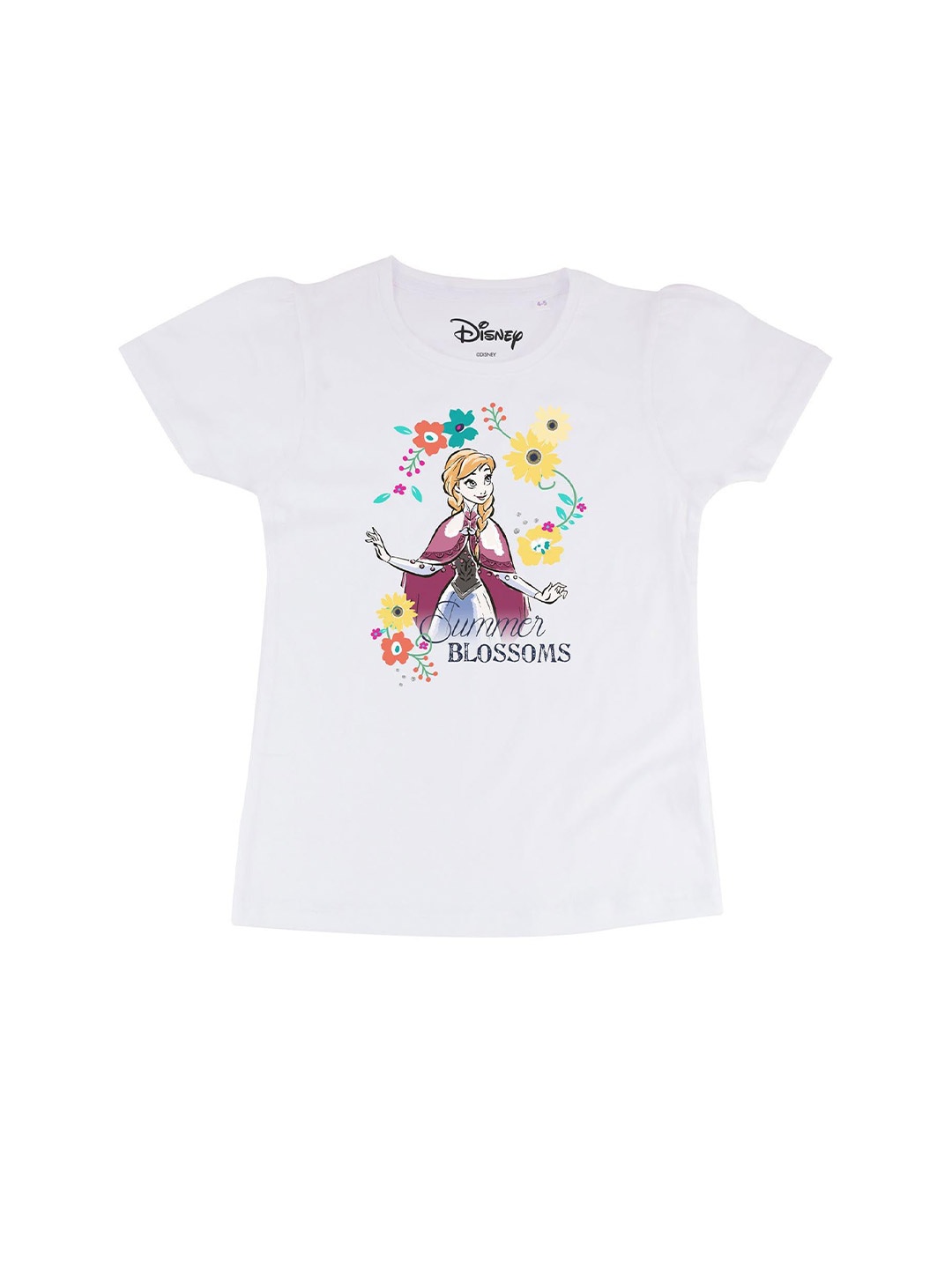 

Frozen Girls White Frozen Printed Round Neck Pure Cotton T-shirt