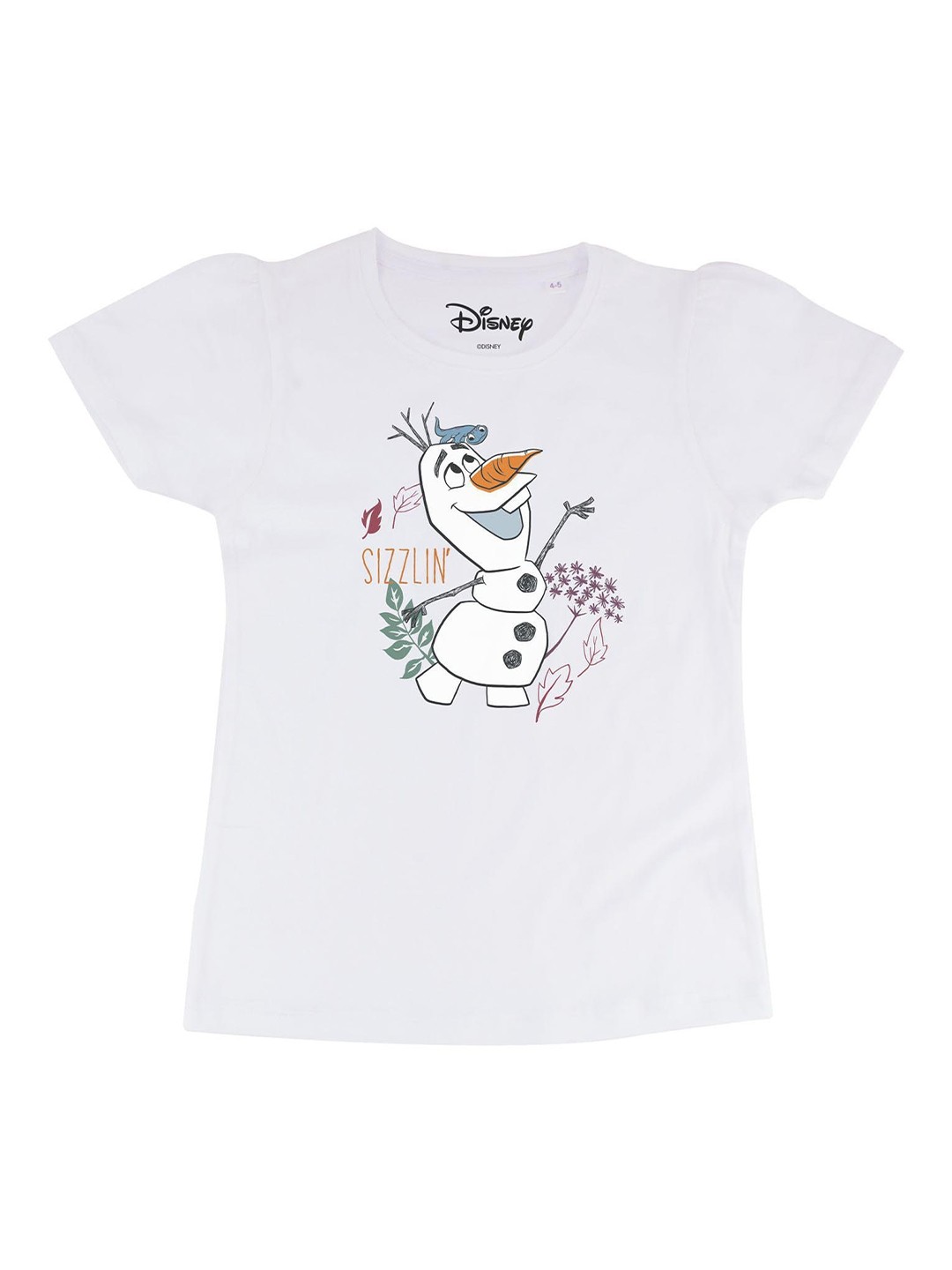 

Frozen Girls White Frozen Printed Round Neck Pure Cotton T-shirt