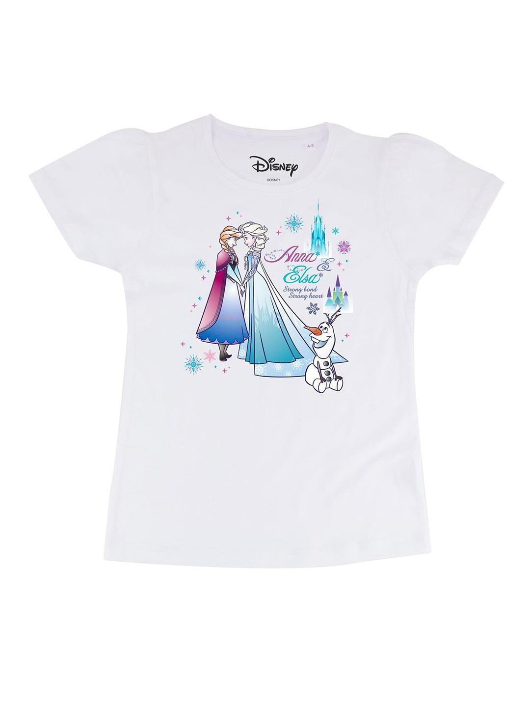 

Frozen Girls White Frozen Printed Round Neck Pure Cotton T-shirt
