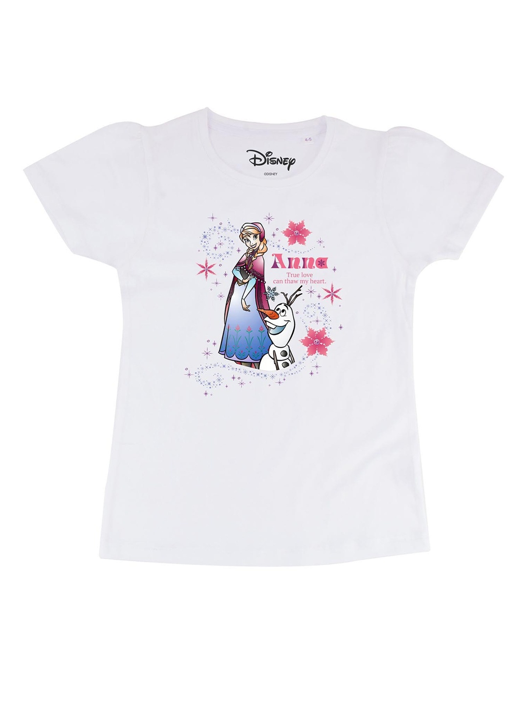 

Frozen Girls White Frozen Printed Round Neck Pure Cotton T-shirt