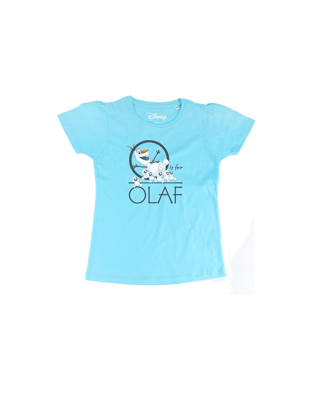 

Frozen Girls Blue Olaf Print Cotton Round Neck T-shirt