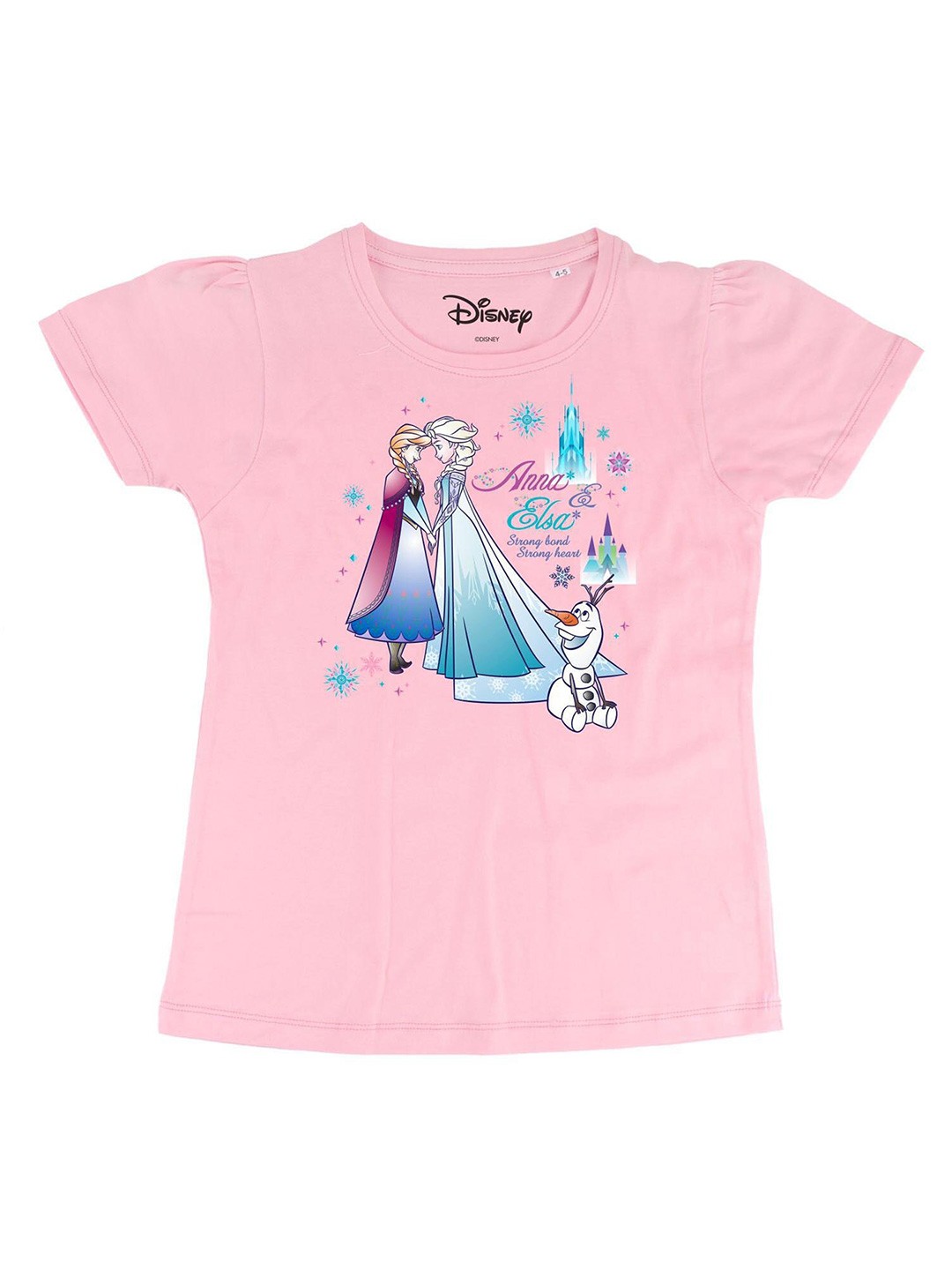 

Frozen Girls Pink Frozen Printed Round Neck Pure Cotton T-shirt