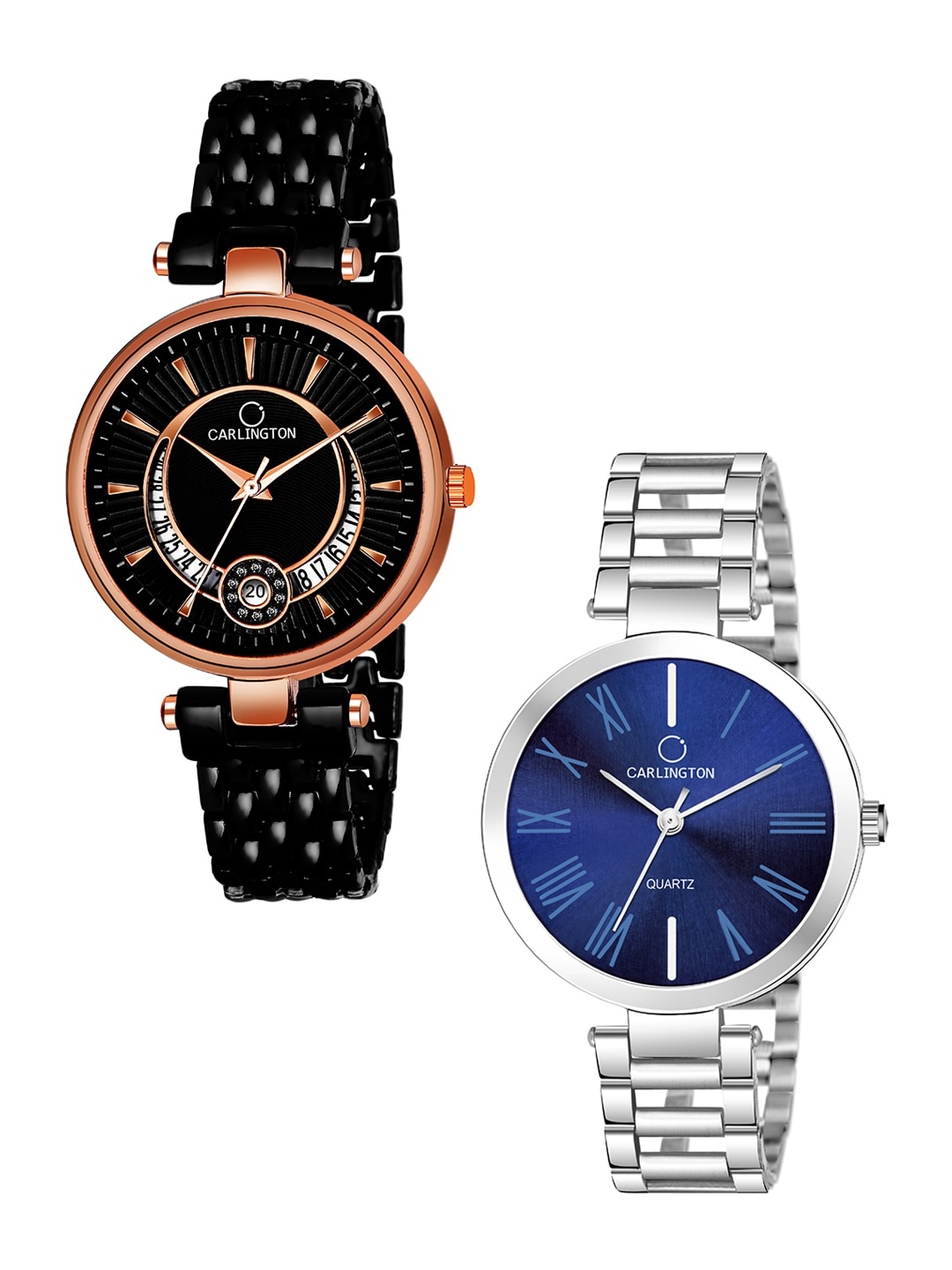 

CARLINGTON Unisex Set Of 2 Multicoloured Analogue Watches 112 Blue & Bella, Multi