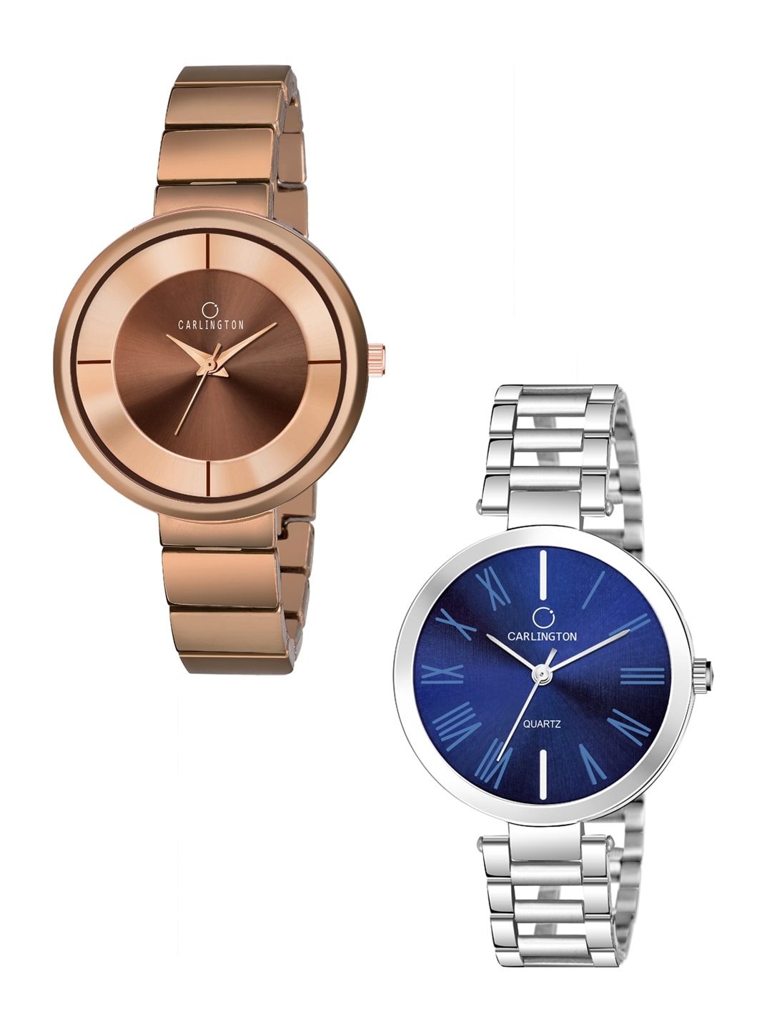 

CARLINGTON Unisex His & Her Brown & Blue Analogue Watch Gift Set