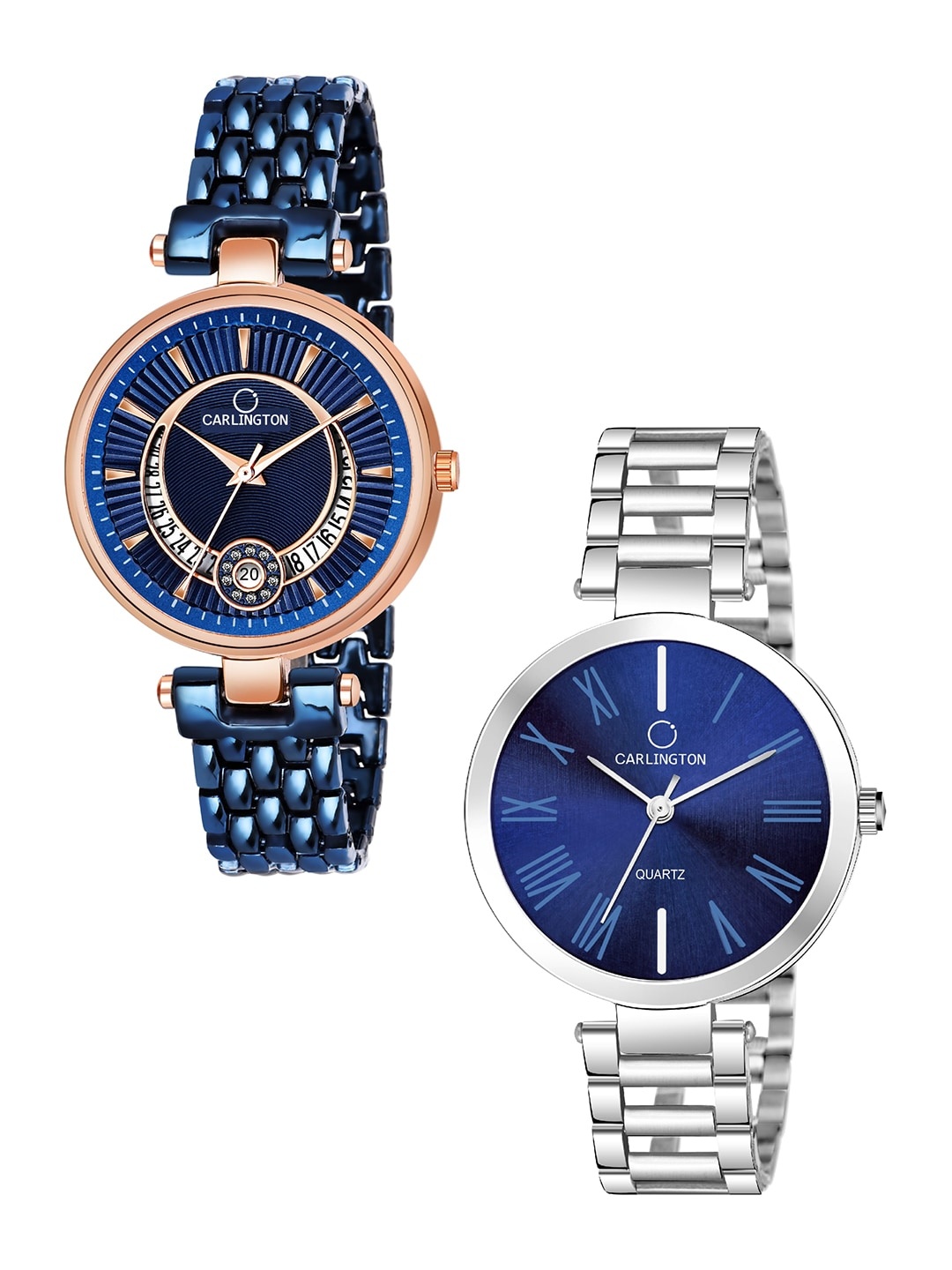 

CARLINGTON Unisex His & Her Blue Analogue Watch Gift Set