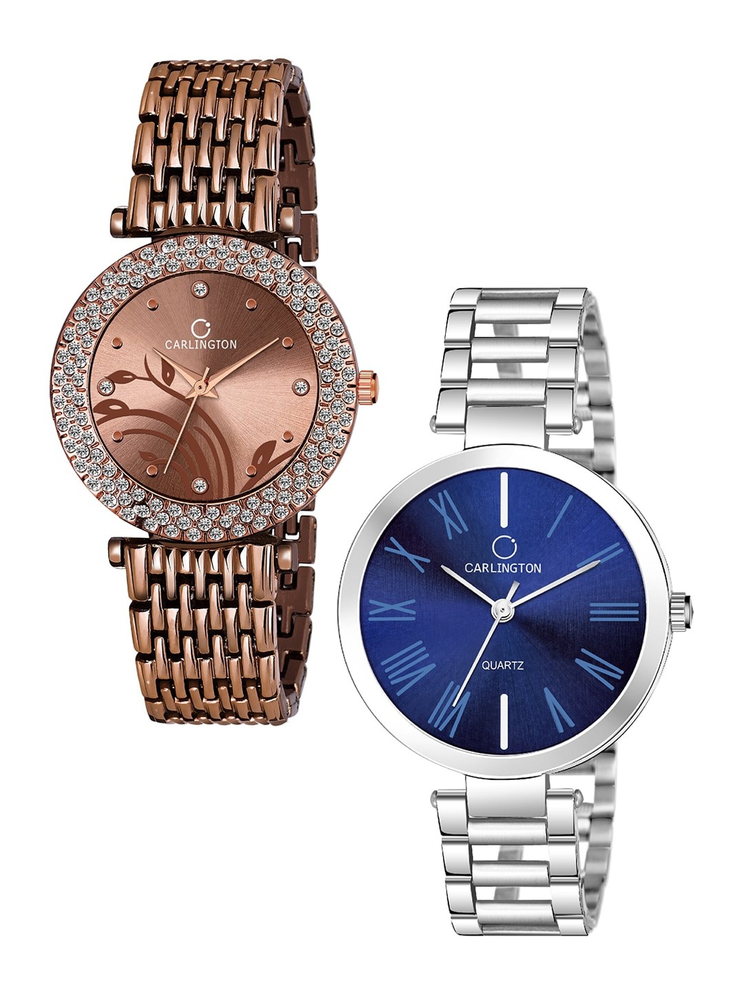 

CARLINGTON Unisex Set Of 2 Analogue Watches, Brown