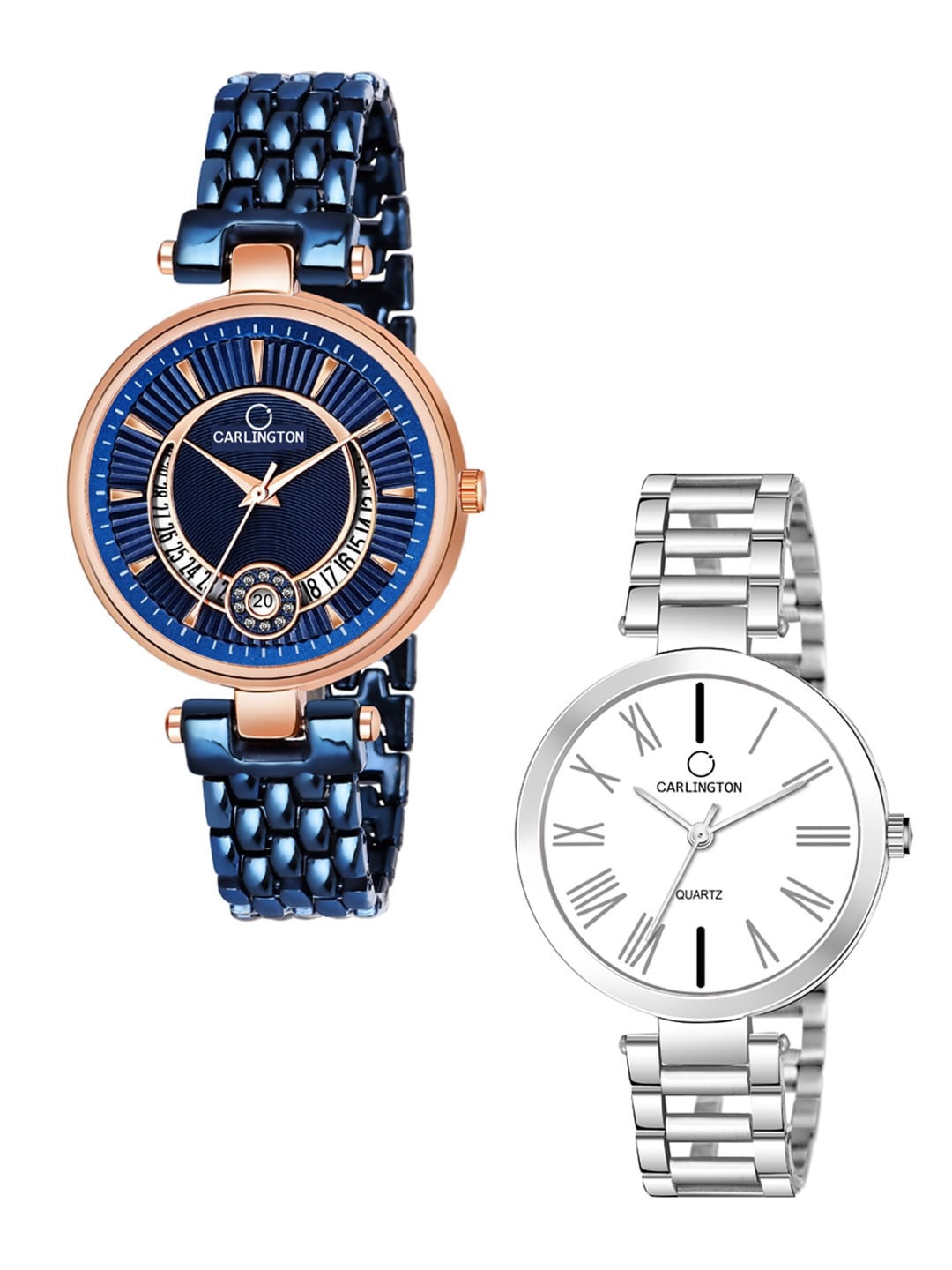 

CARLINGTON Unisex Set Of 2 Analogue Watches, Blue