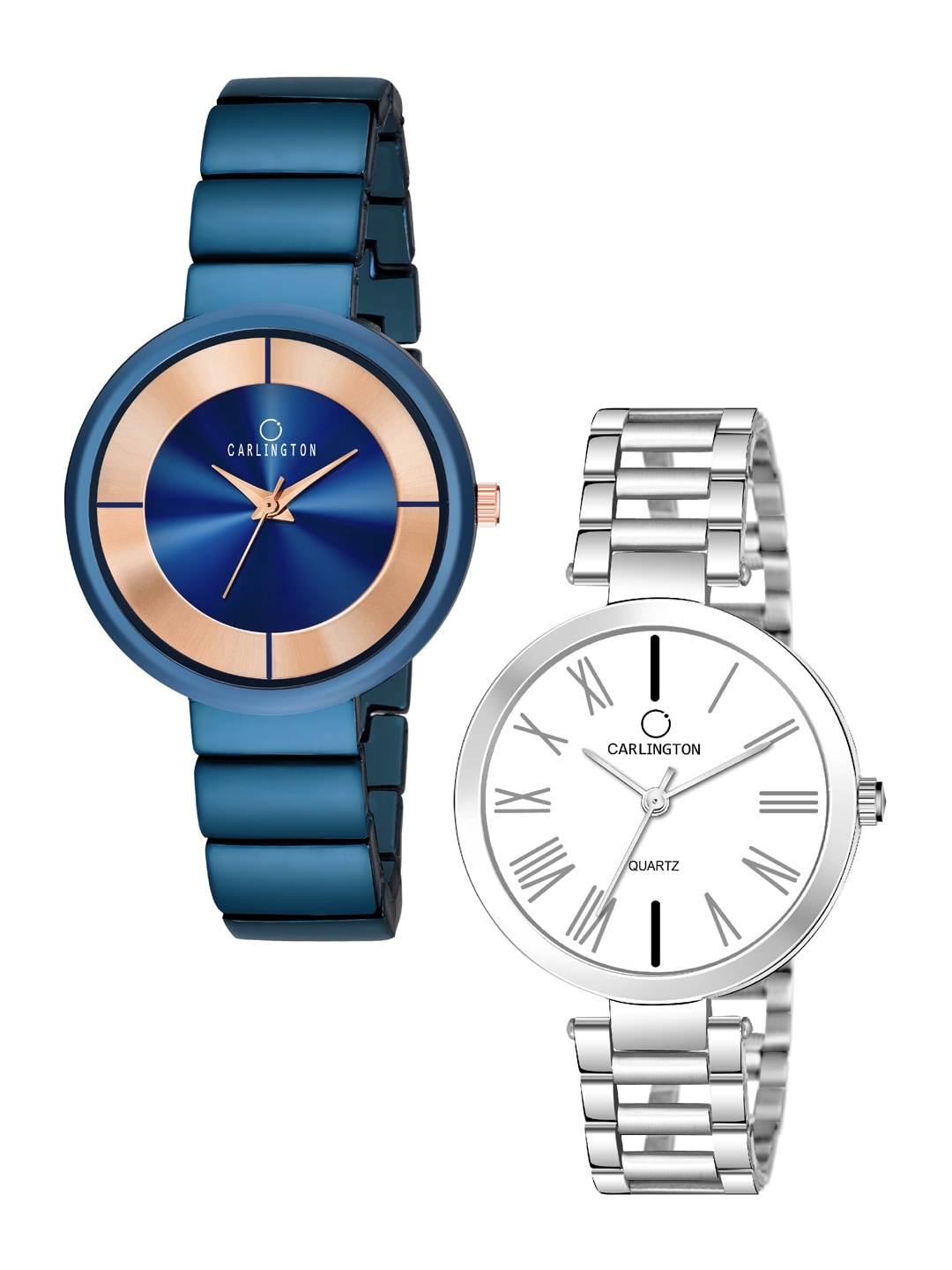 

CARLINGTON Unisex Set Of 2 Analogue Watches, Blue