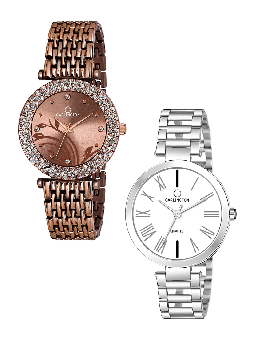 

CARLINGTON Unisex Set Of 2 Analogue Watches, Brown
