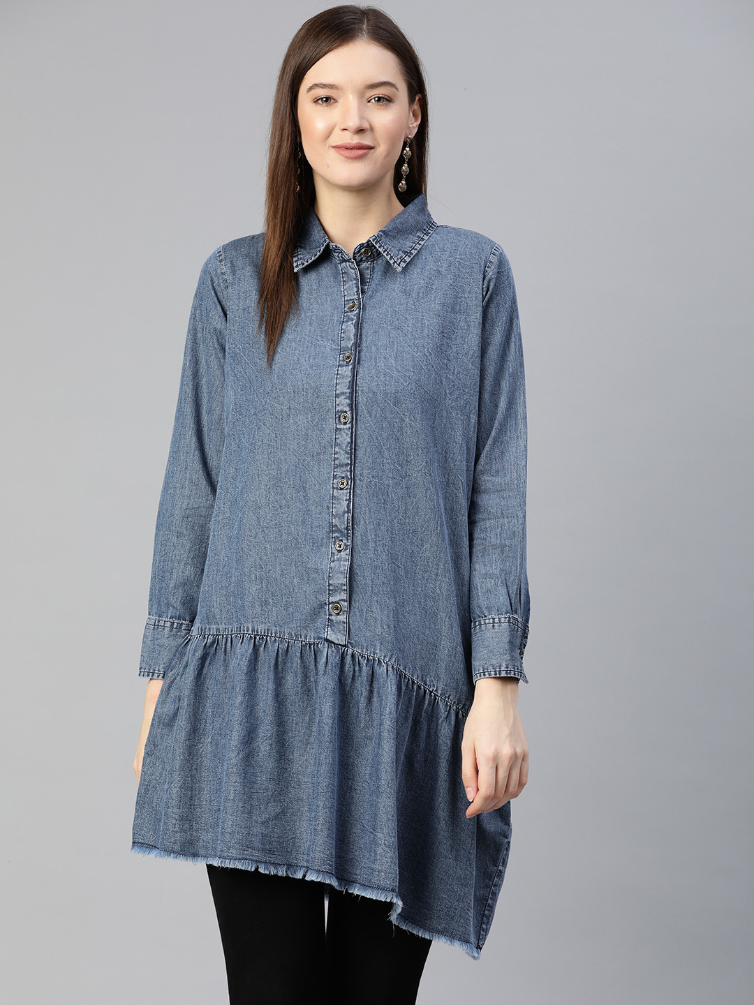 

plusS Tranquil Blue Solid Shirt Style Top