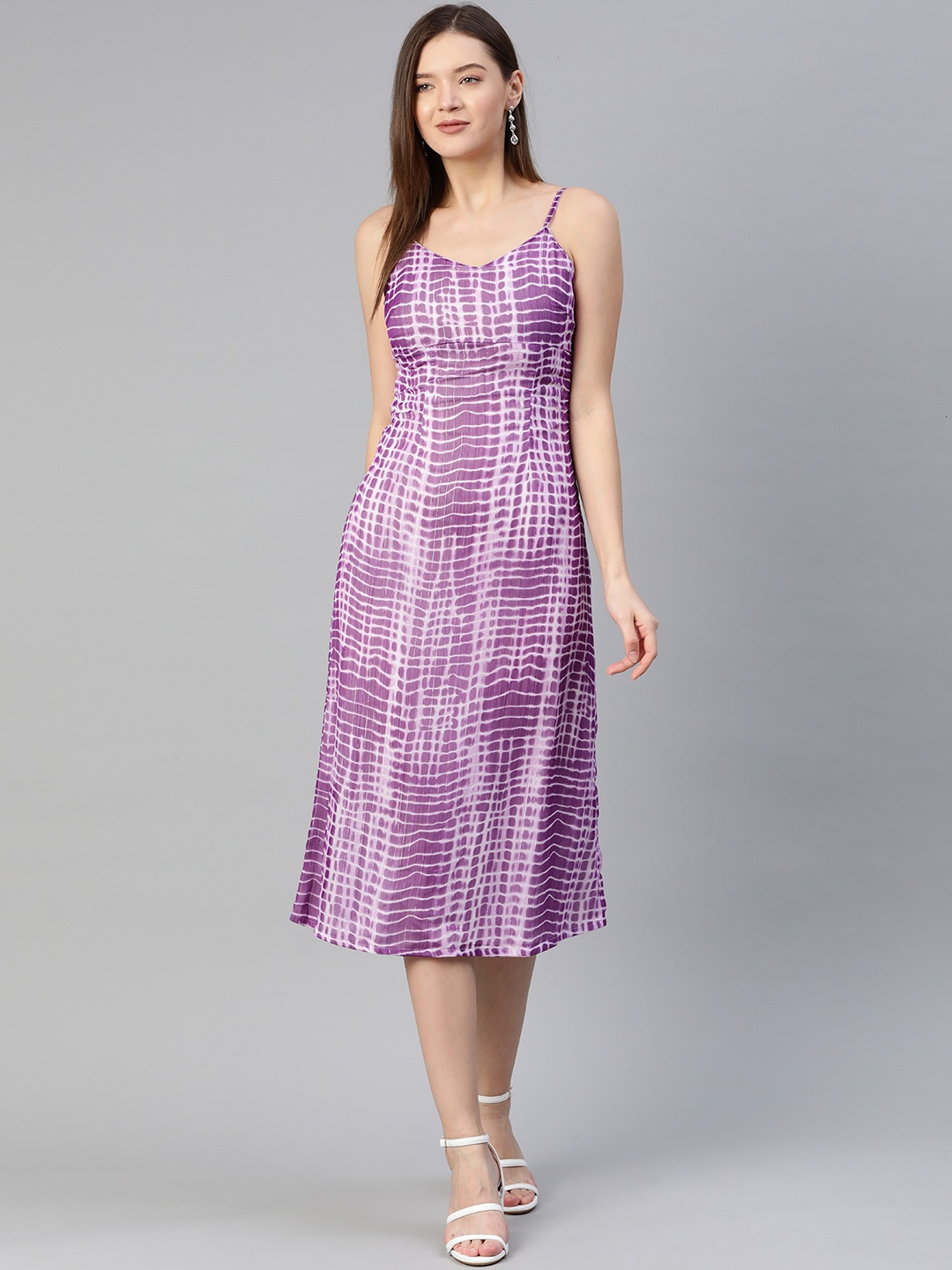 

Pluss Trendy Purple and Off White Dyed Ruched Dress