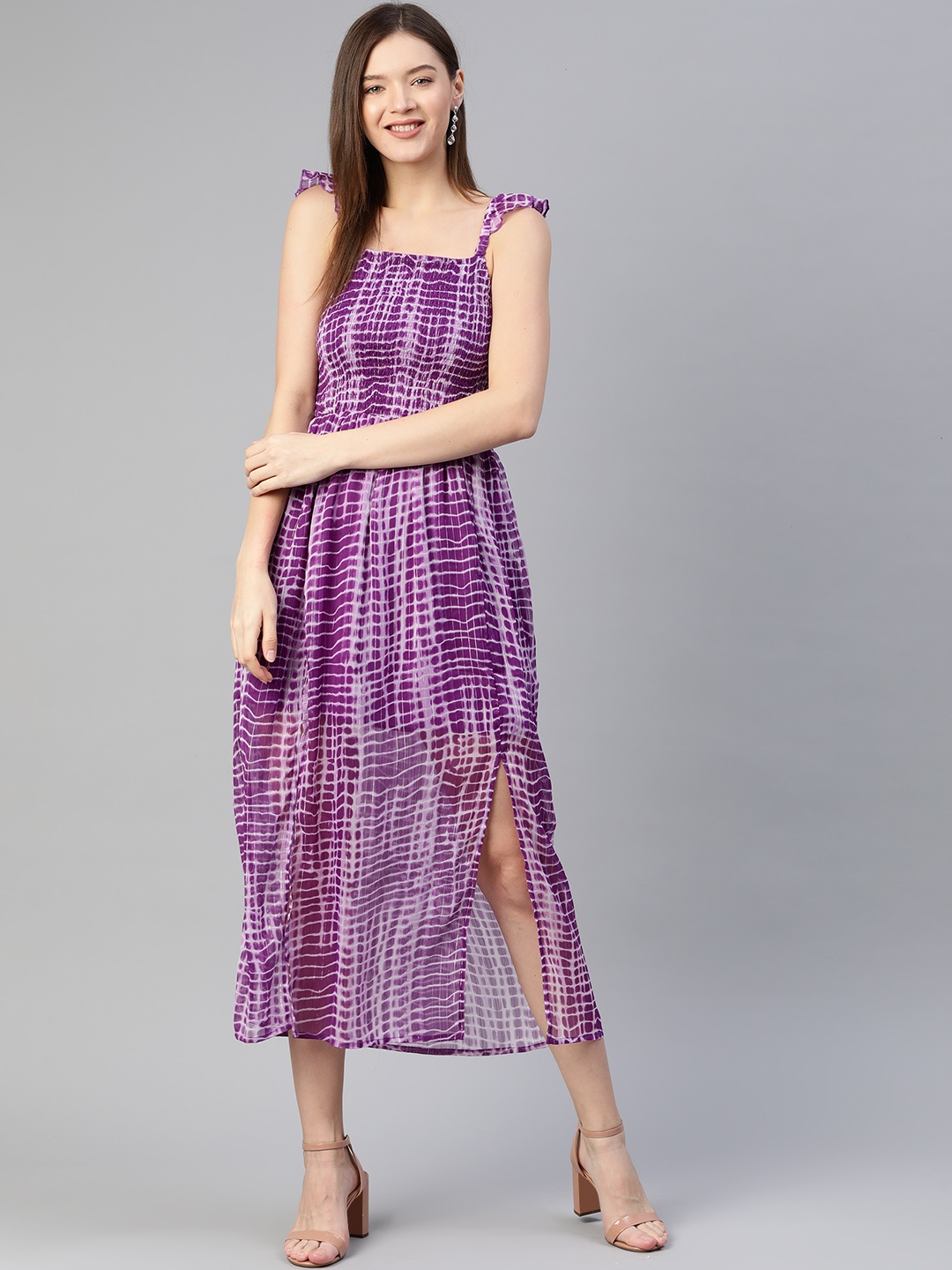 

Pluss Chic Purple and White Dyed Smocked Dress