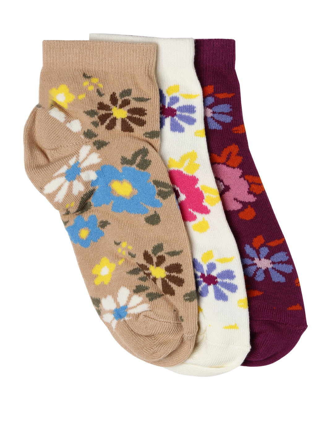 

DressBerry Women Set of 3 Ankle-Length Socks, Beige