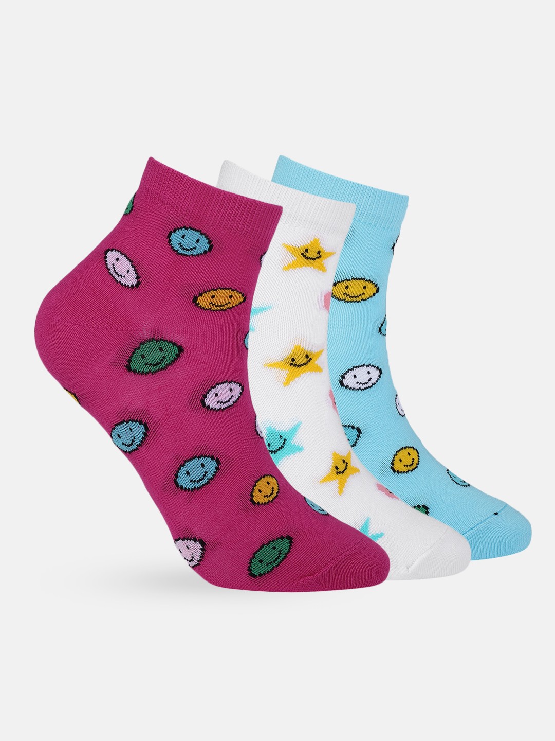

DressBerry Women Set of 3 Ankle-Length Socks, Blue