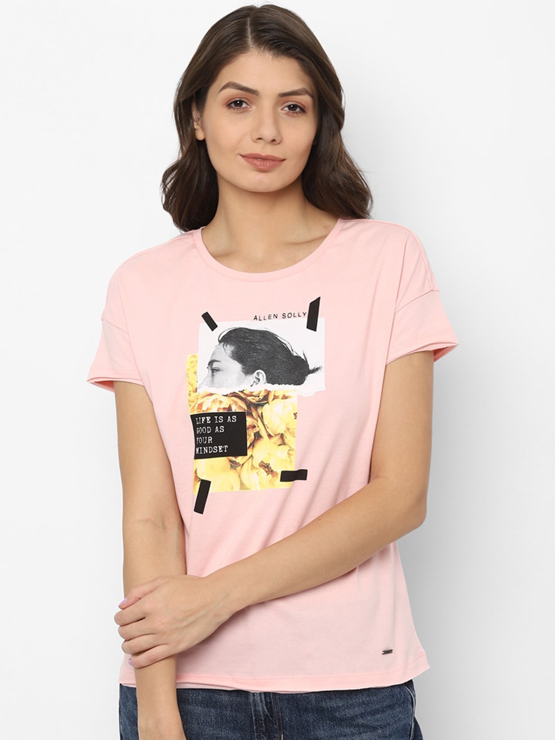 

Allen Solly Woman Pink Printed Pure Cotton T-shirt