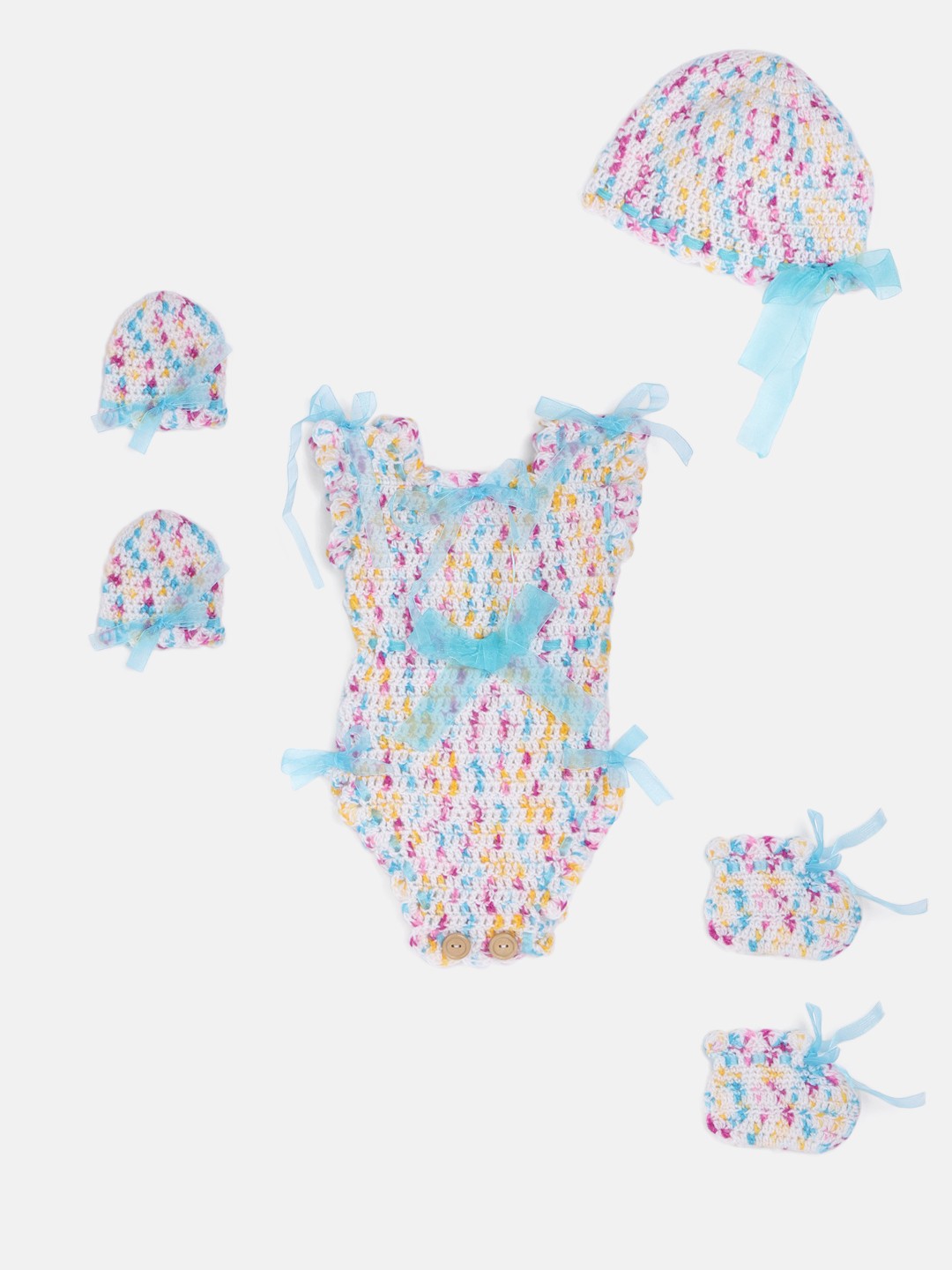 

Magic Needles Baby Mutlicoloured Handmade Crochet Apparel Gift Set, Multi