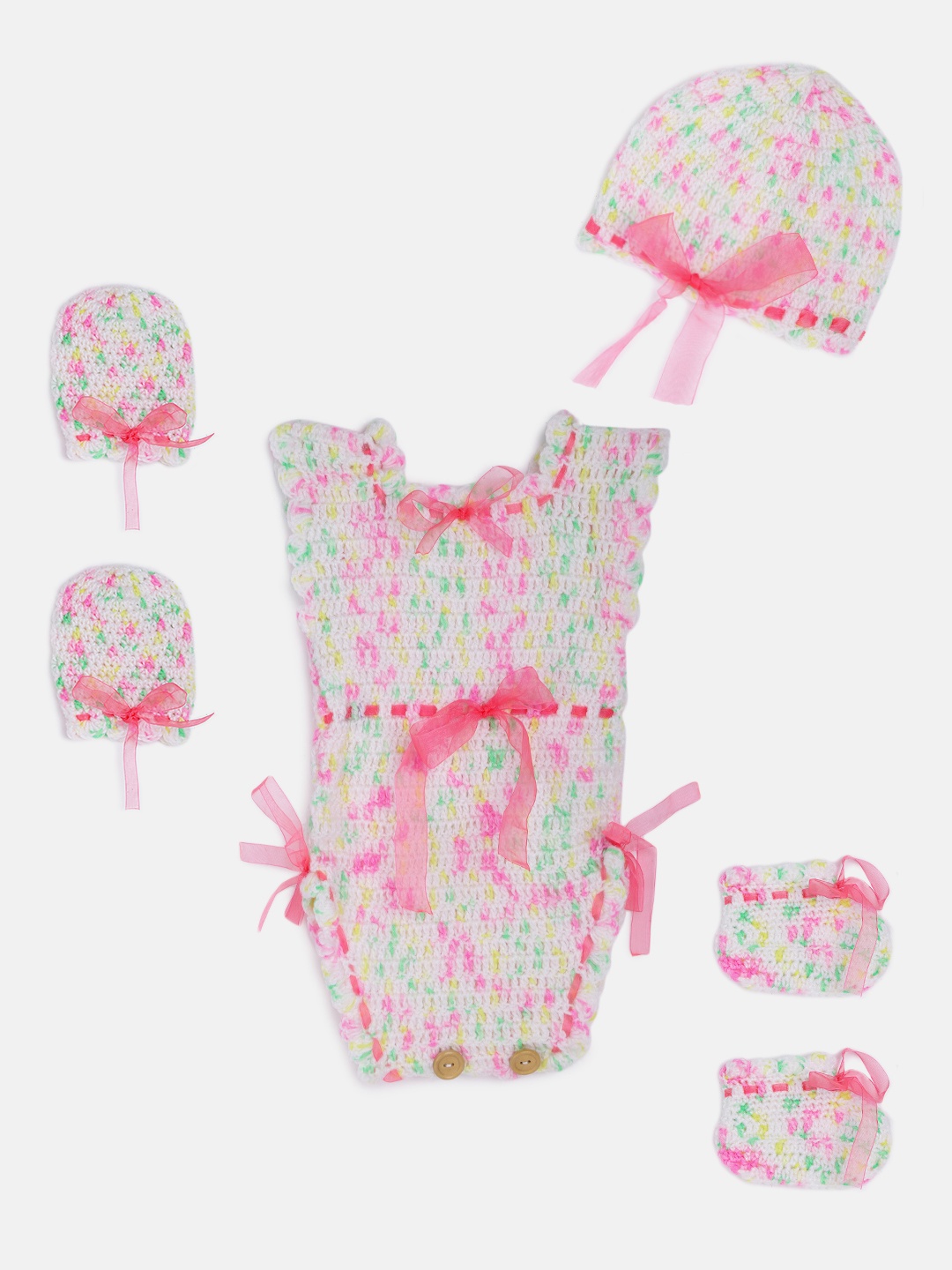 

Magic Needles Baby Mutlicoloured Handmade Crochet Apparel Gift Set, Multi