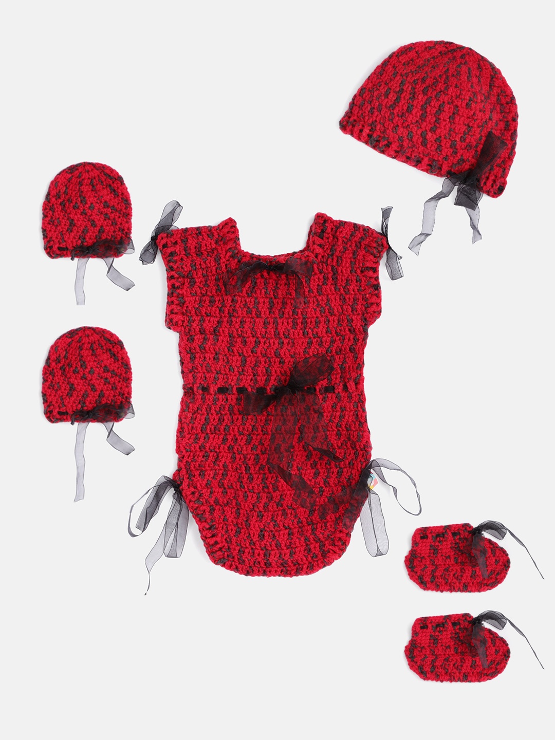 

Magic Needles Baby Red & Black Handmade Crochet Apparel Gift Set