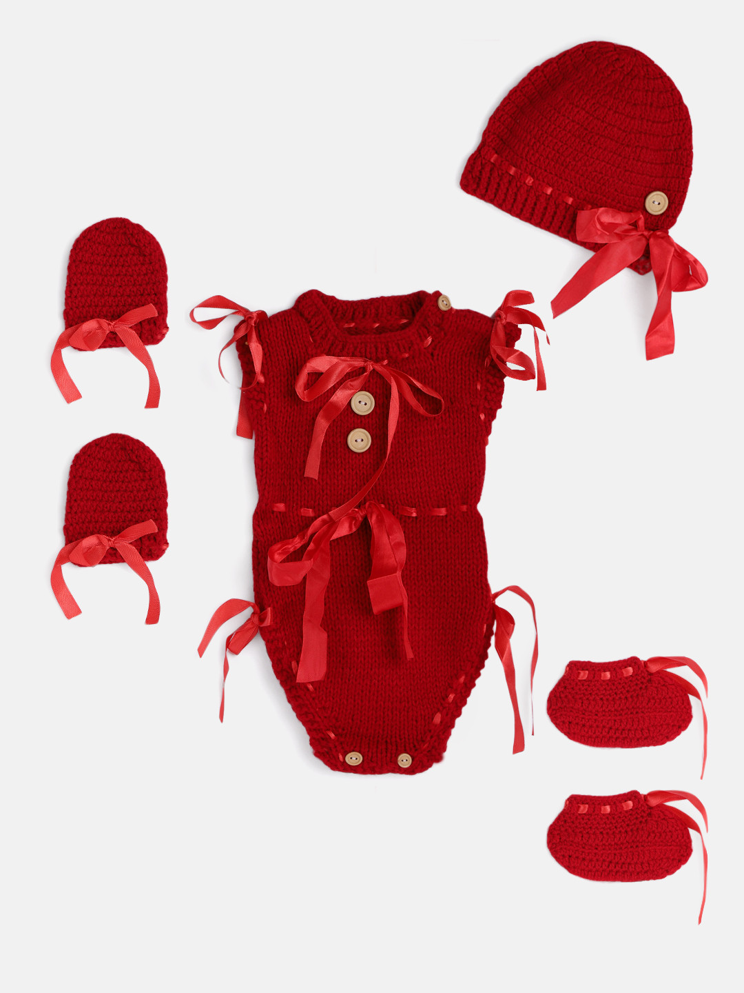 

Magic Needles Baby Red Handmade Crochet Apparel Gift Set