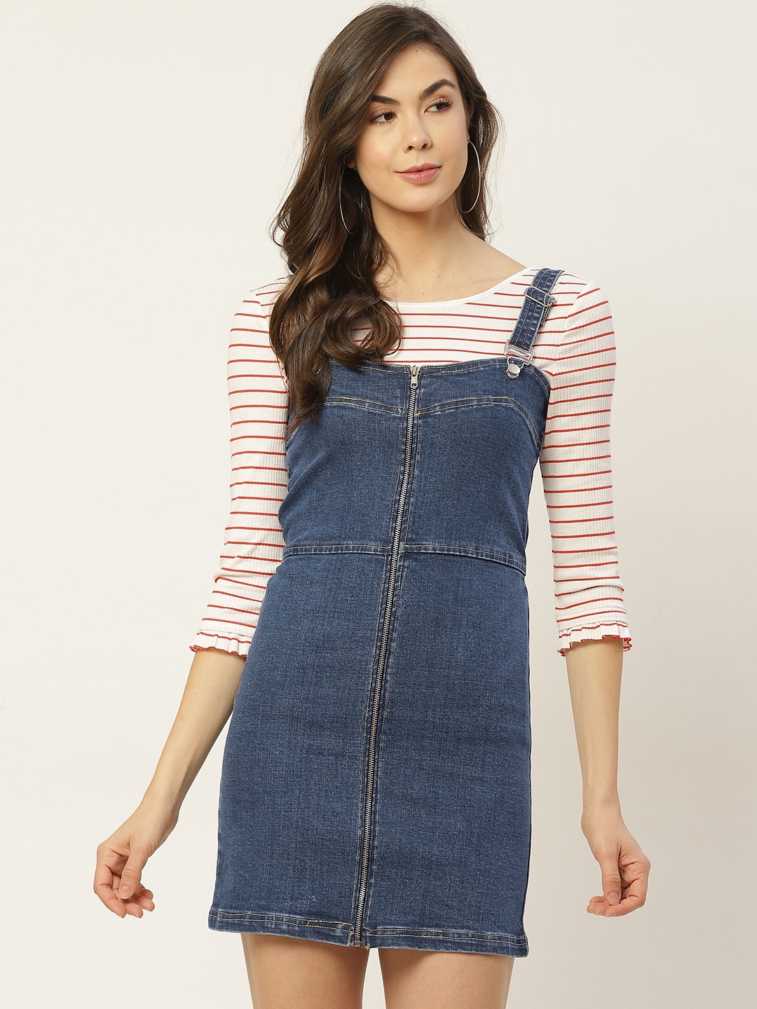 

Rue Collection Women Blue Solid Pinafore Dress