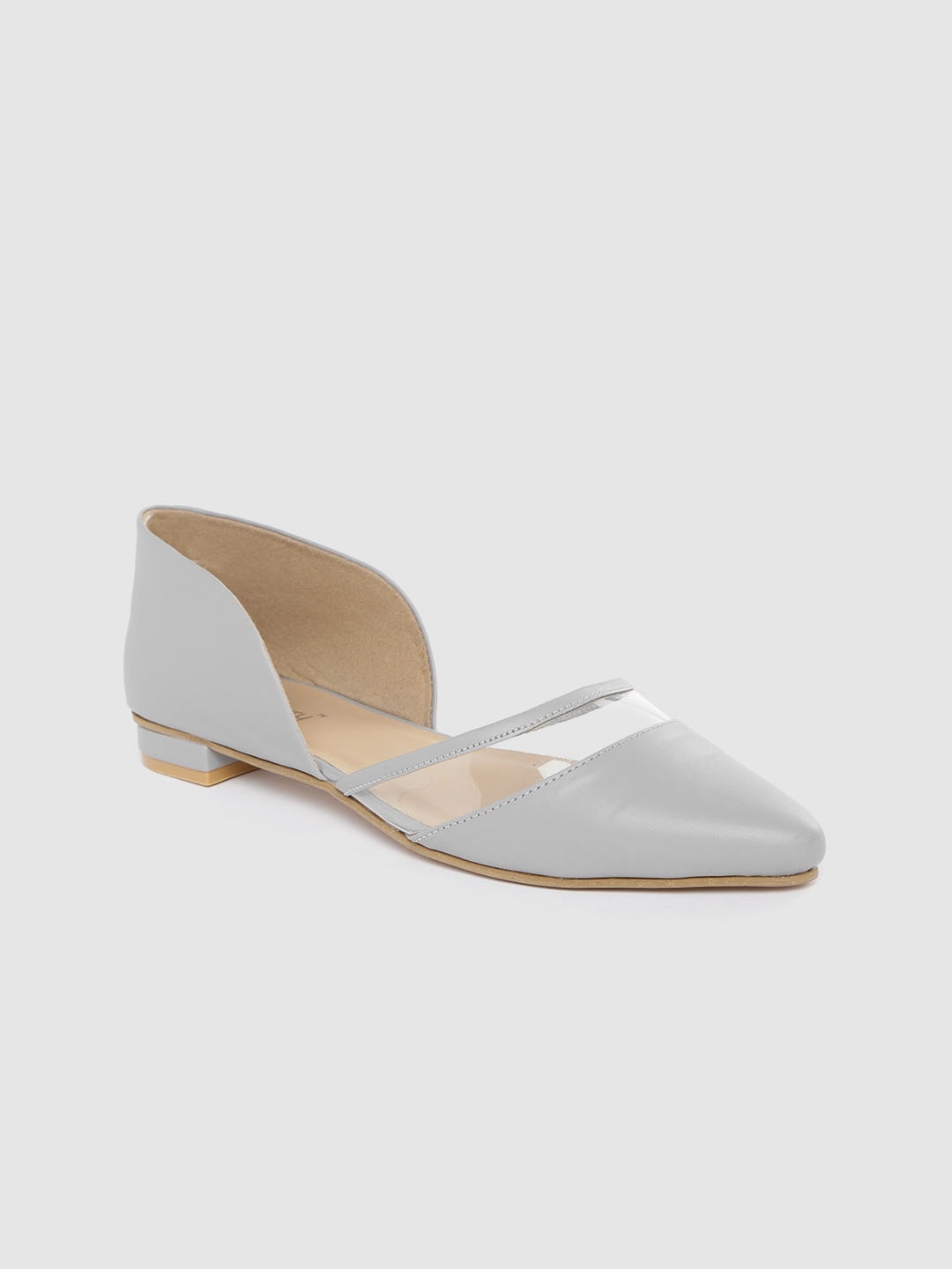 

DressBerry Women Grey & Transparent Solid Ballerinas