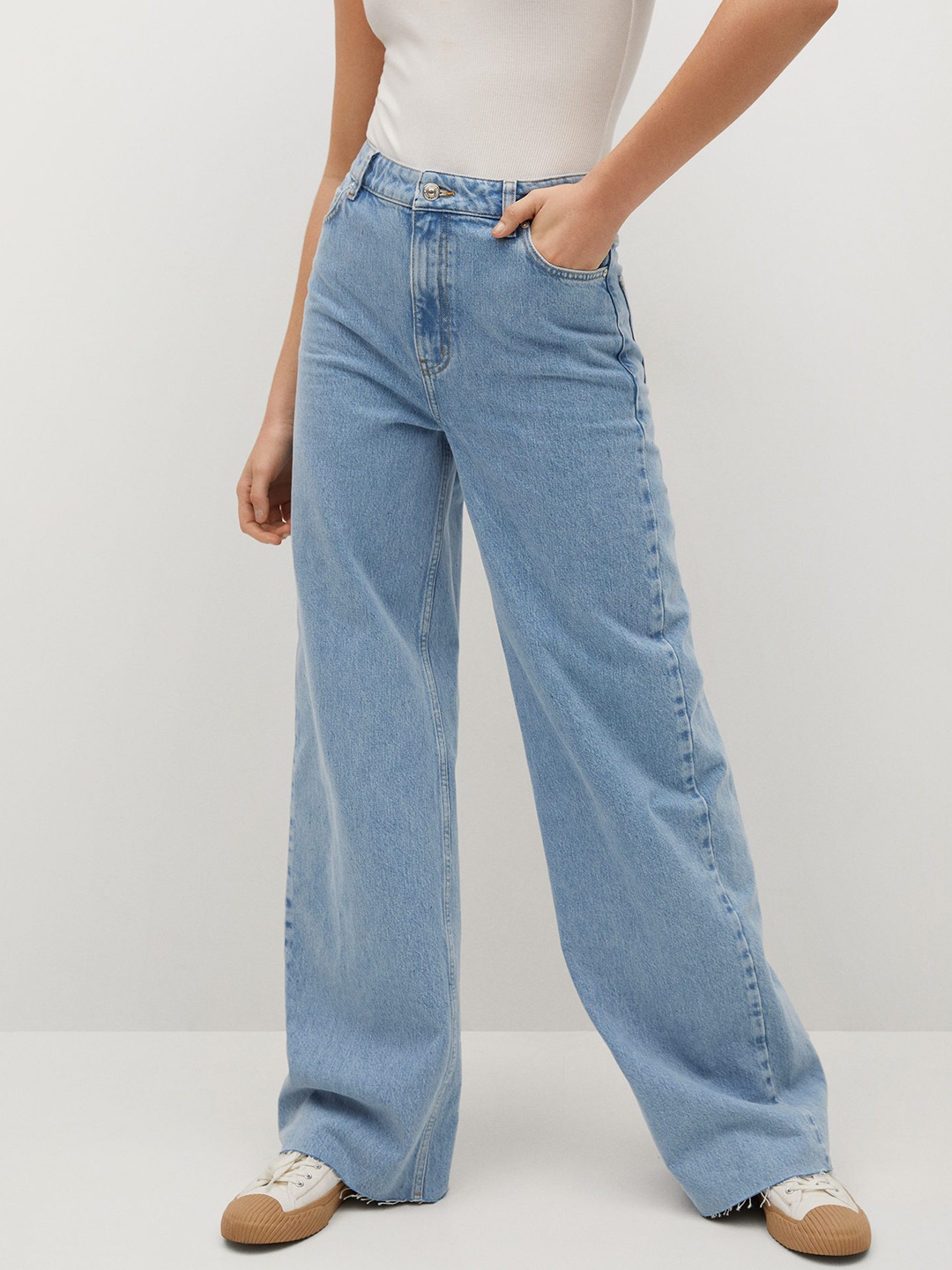 

MANGO Women Blue Wide Leg Sustainable High-Rise Jeans